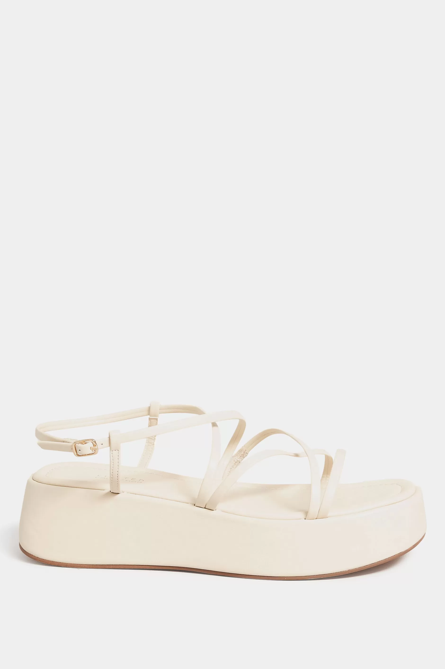 Women M&Co Flat Shoes>Limited Collection Limited Collection White Strappy Flatform Sandals In Extra Wide Eee Fit