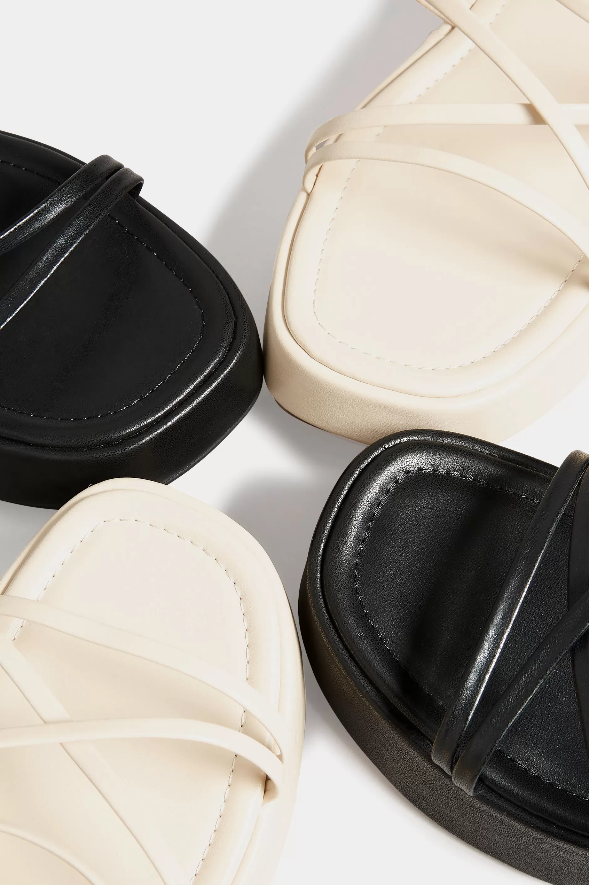 Women M&Co Flat Shoes>Limited Collection Limited Collection White Strappy Flatform Sandals In Extra Wide Eee Fit