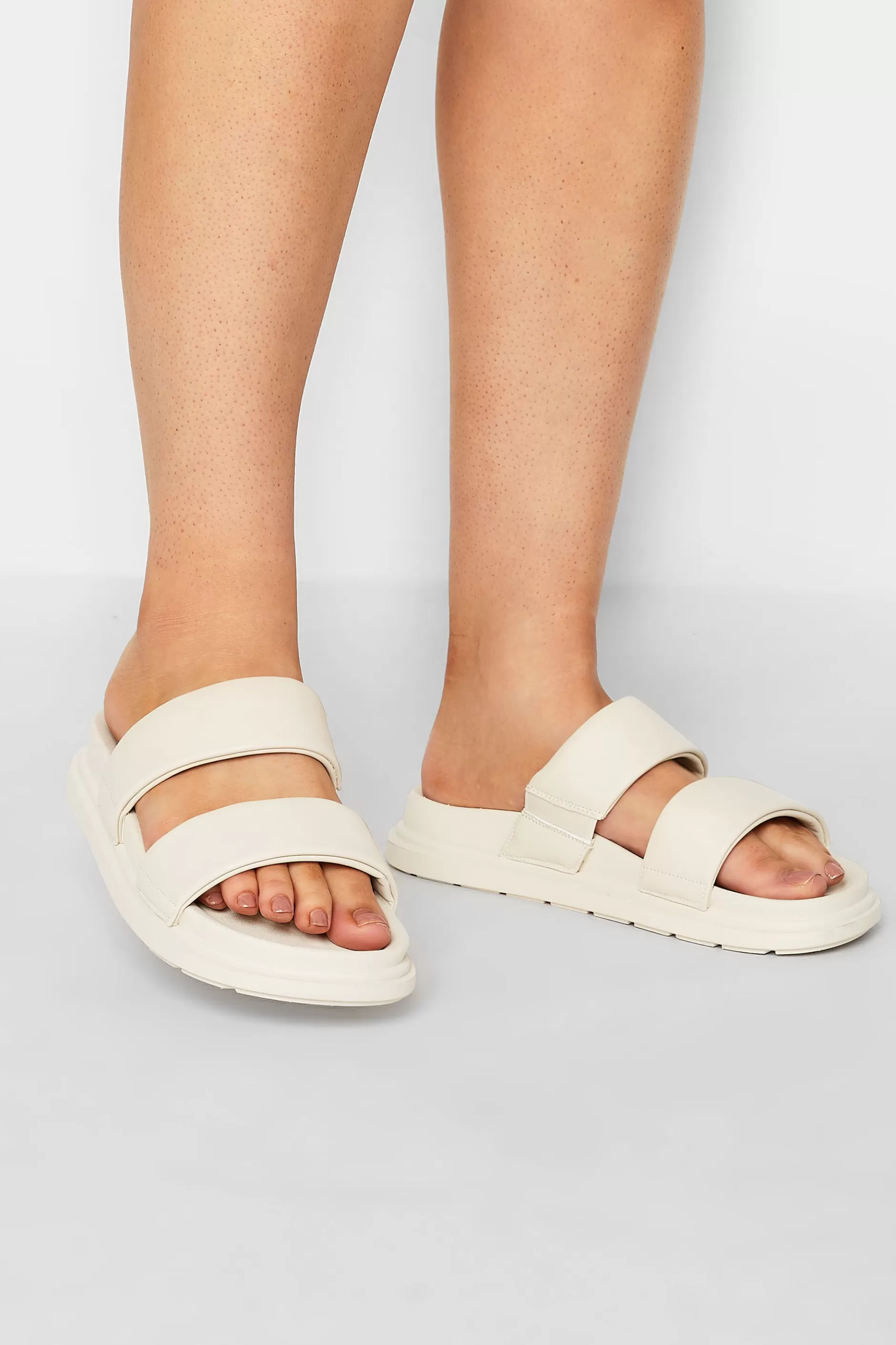 Women M&Co Sandals>Limited Collection Limited Collection White Two Strap Sandals In Extra Wide Eee Fit