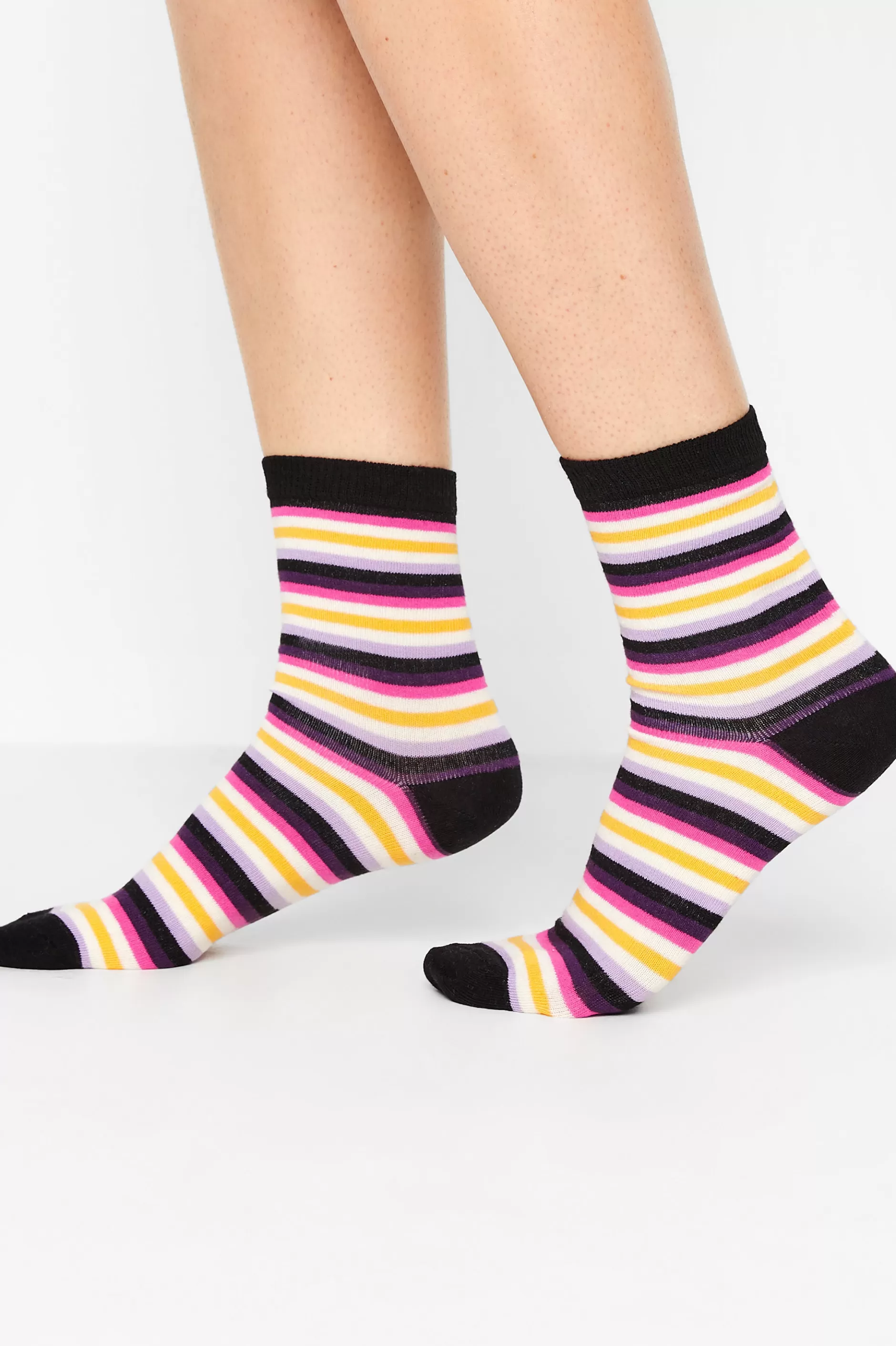 Women M&Co Socks>Lts Lts 3 Pack Black Star & Stripe Print Ankle Socks