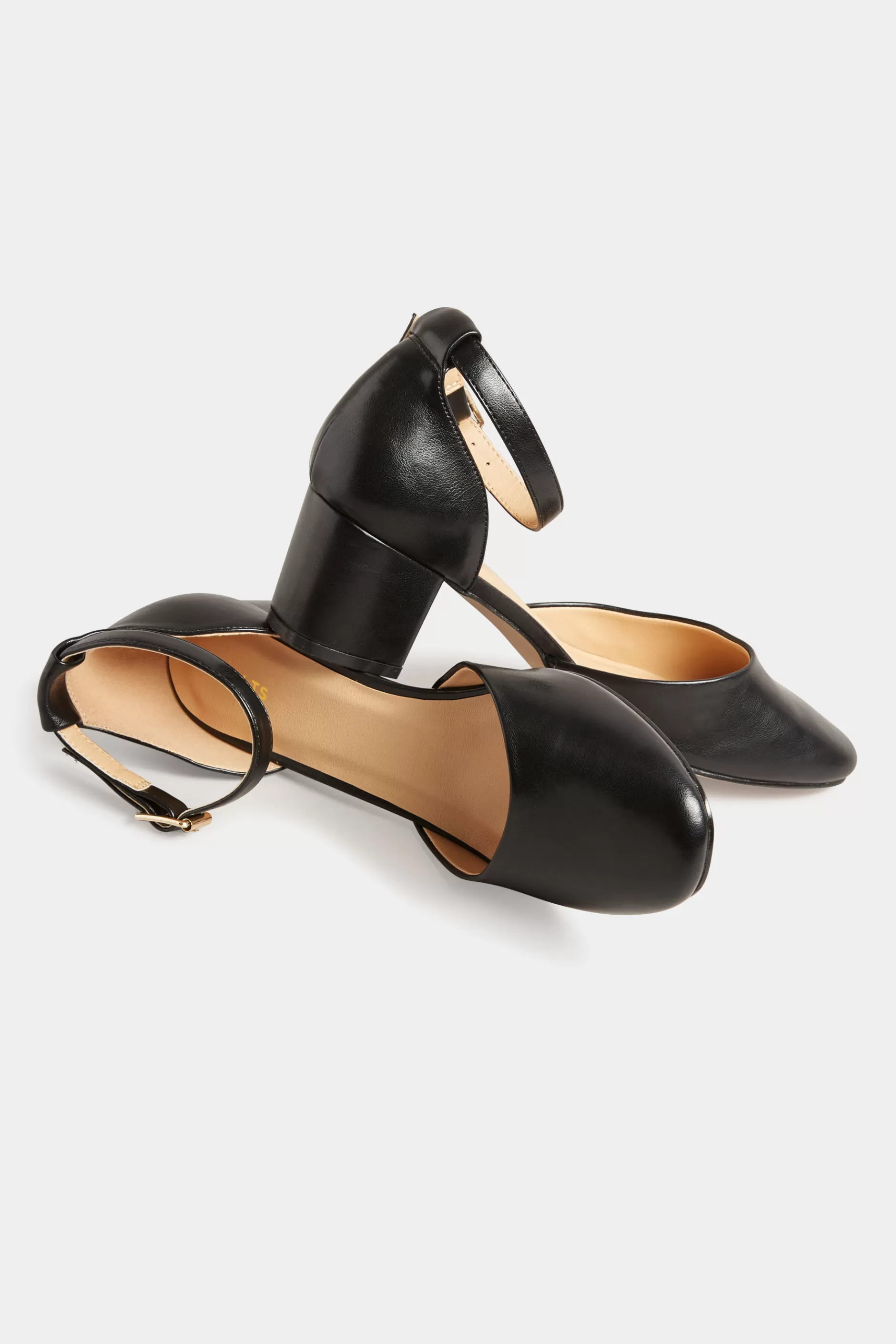 Women M&Co Heels>Lts Lts Black Two Part Block Heel Court Shoes In Standard Fit