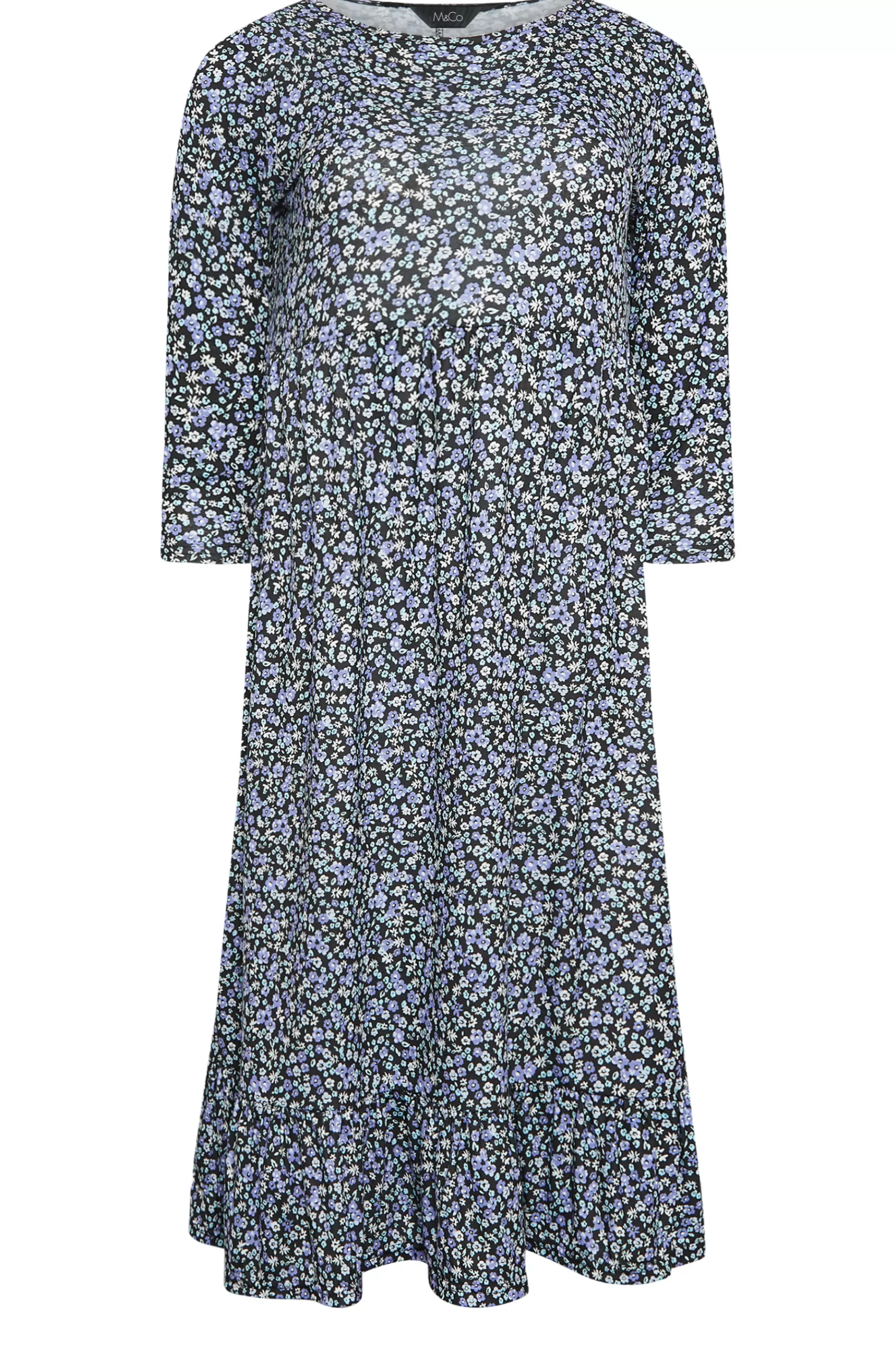 Women M&Co Midi Dresses> Petites Petite Blue Ditsy Floral Print Midi Dress