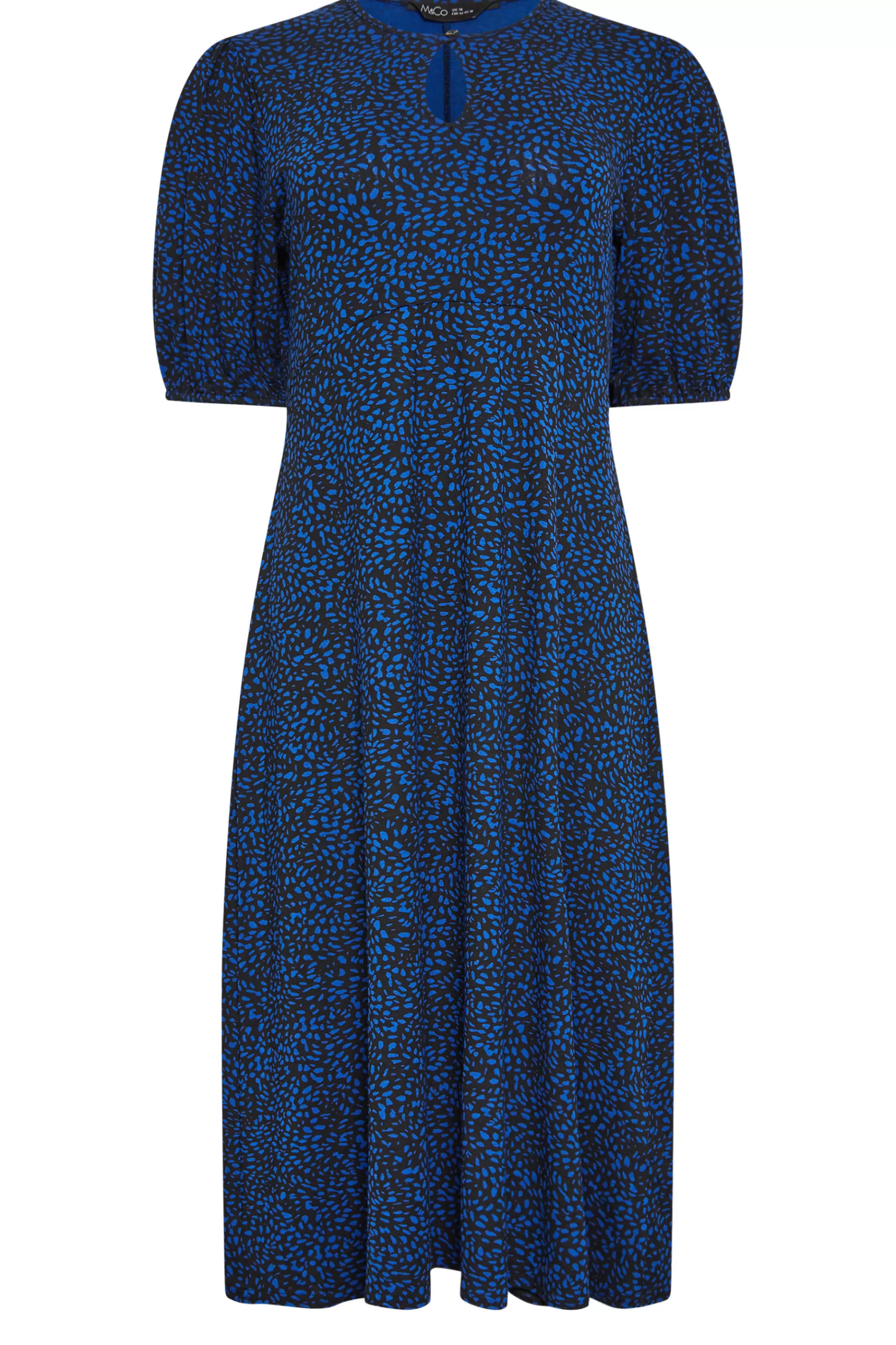 Women M&Co Midi Dresses> Petites Petite Cobalt Blue Dalmatian Print Midi Dress