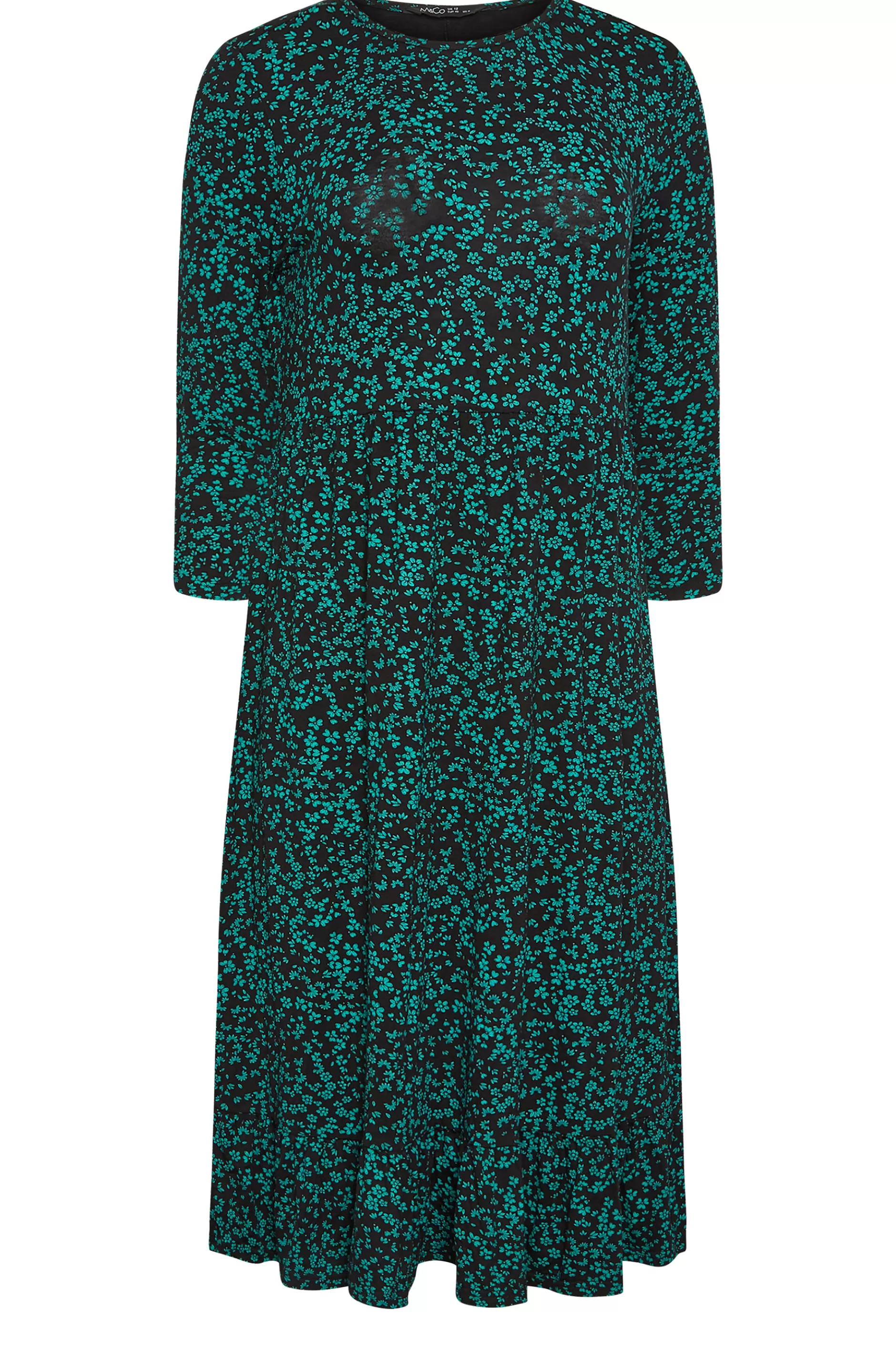 Women M&Co Midi Dresses> Petites Petite Green Ditsy Floral Print Midi Dress