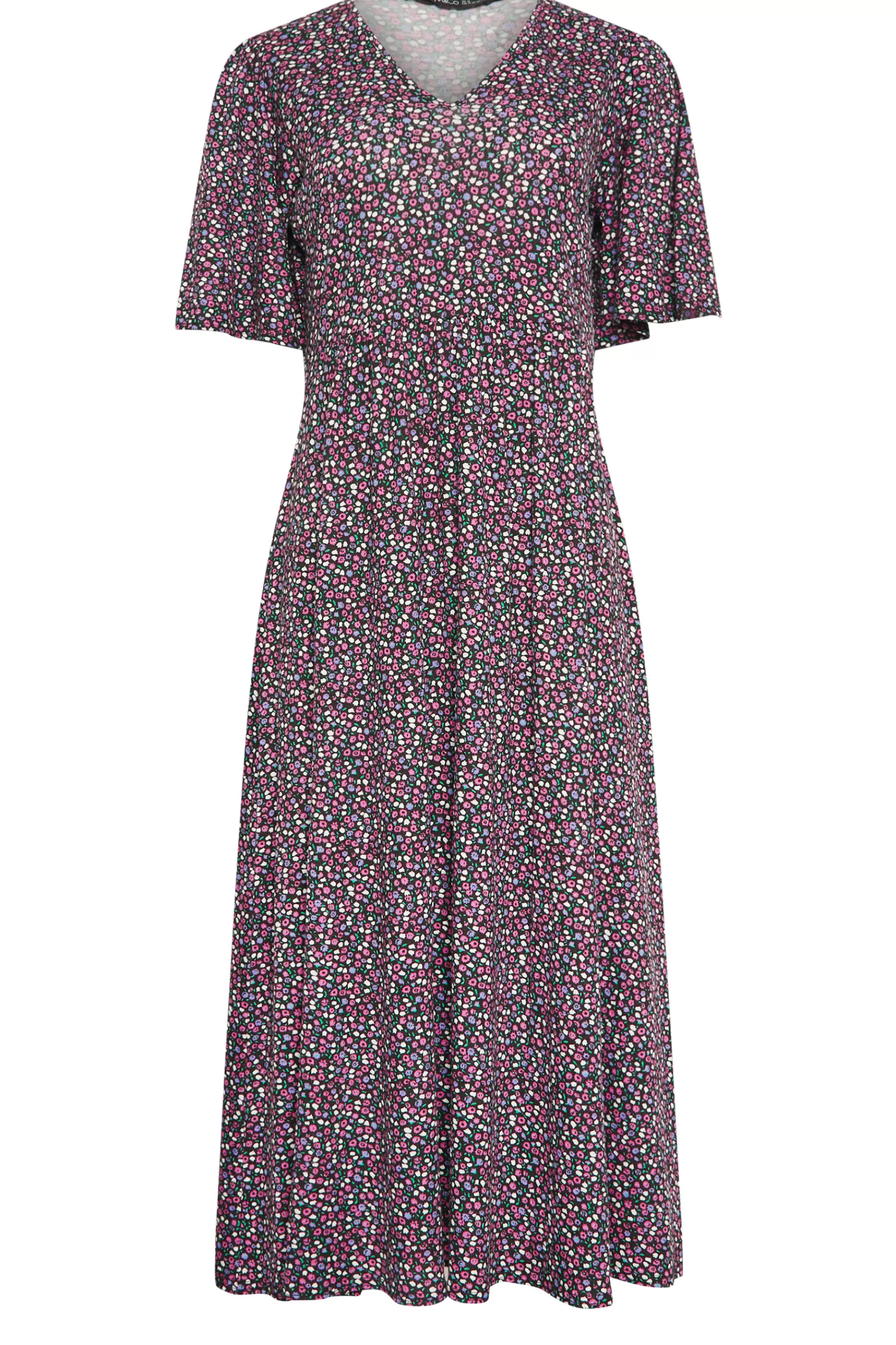 Women M&Co Midi Dresses> Petites Petite Purple Ditsy Floral Print Dress