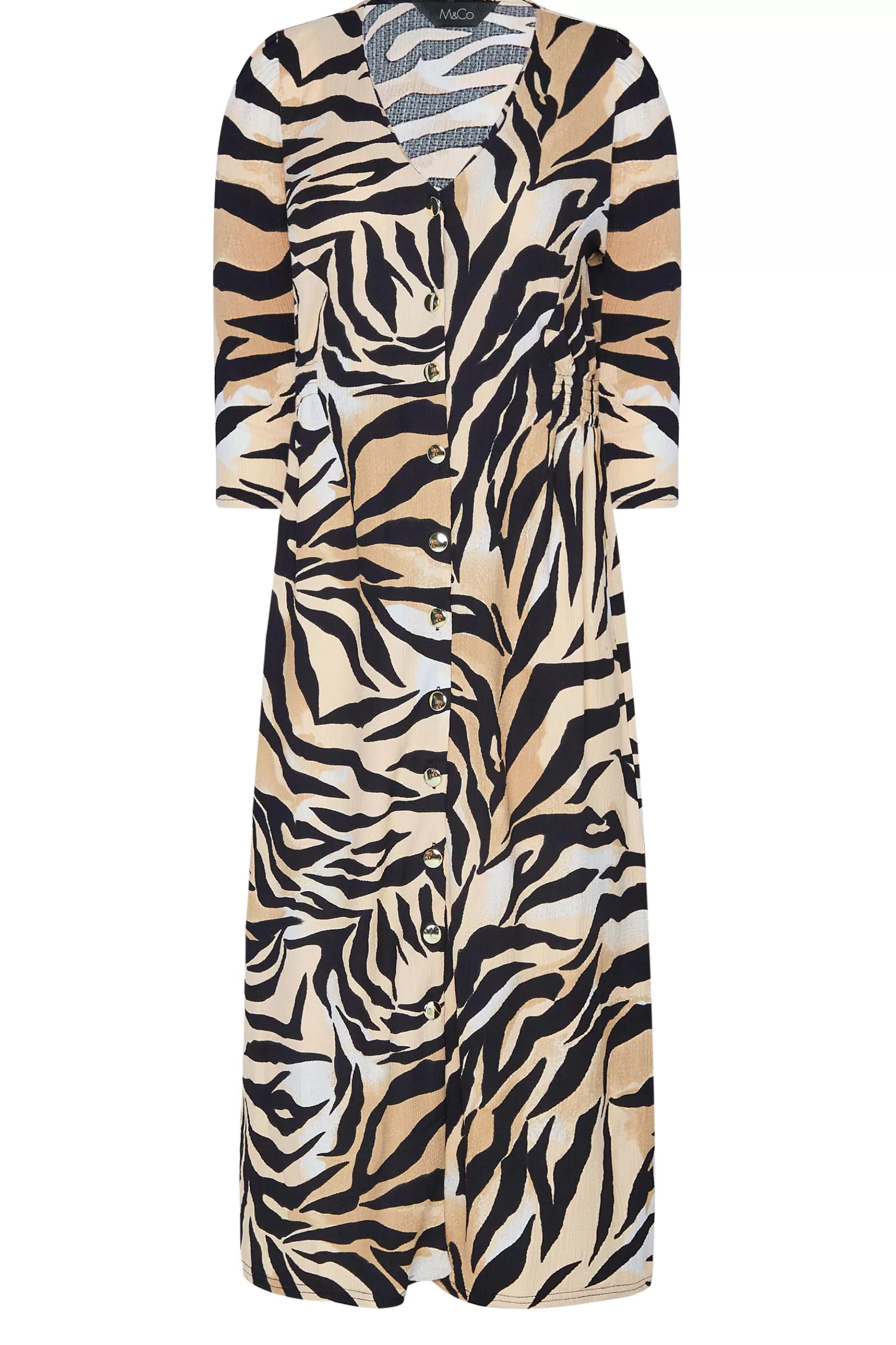 Women M&Co Wedding Guest Dresses> Womens Beige Brown Zebra Print Button Through Midaxi Dress