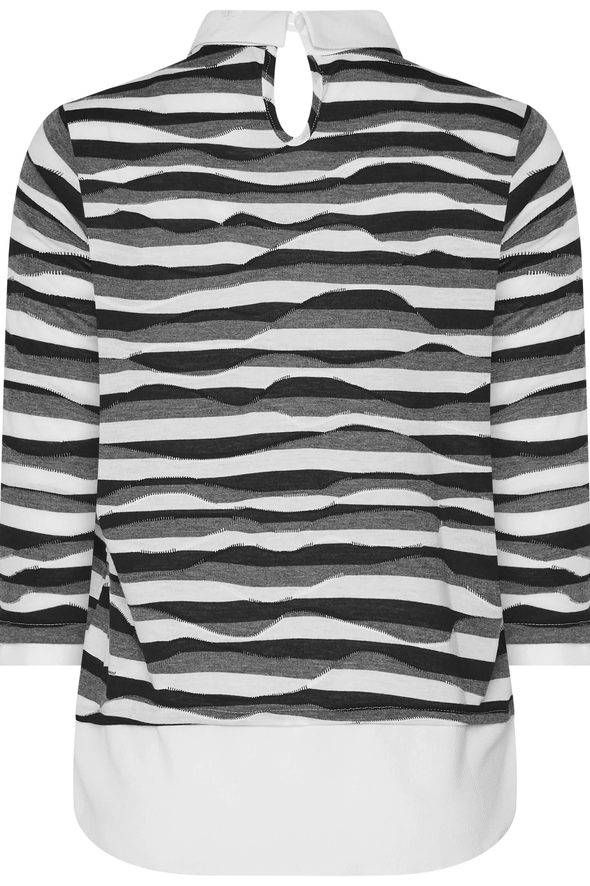 Women M&Co Long Sleeve Tops> Womens Black & White Stripe 2 In 1 Jumper