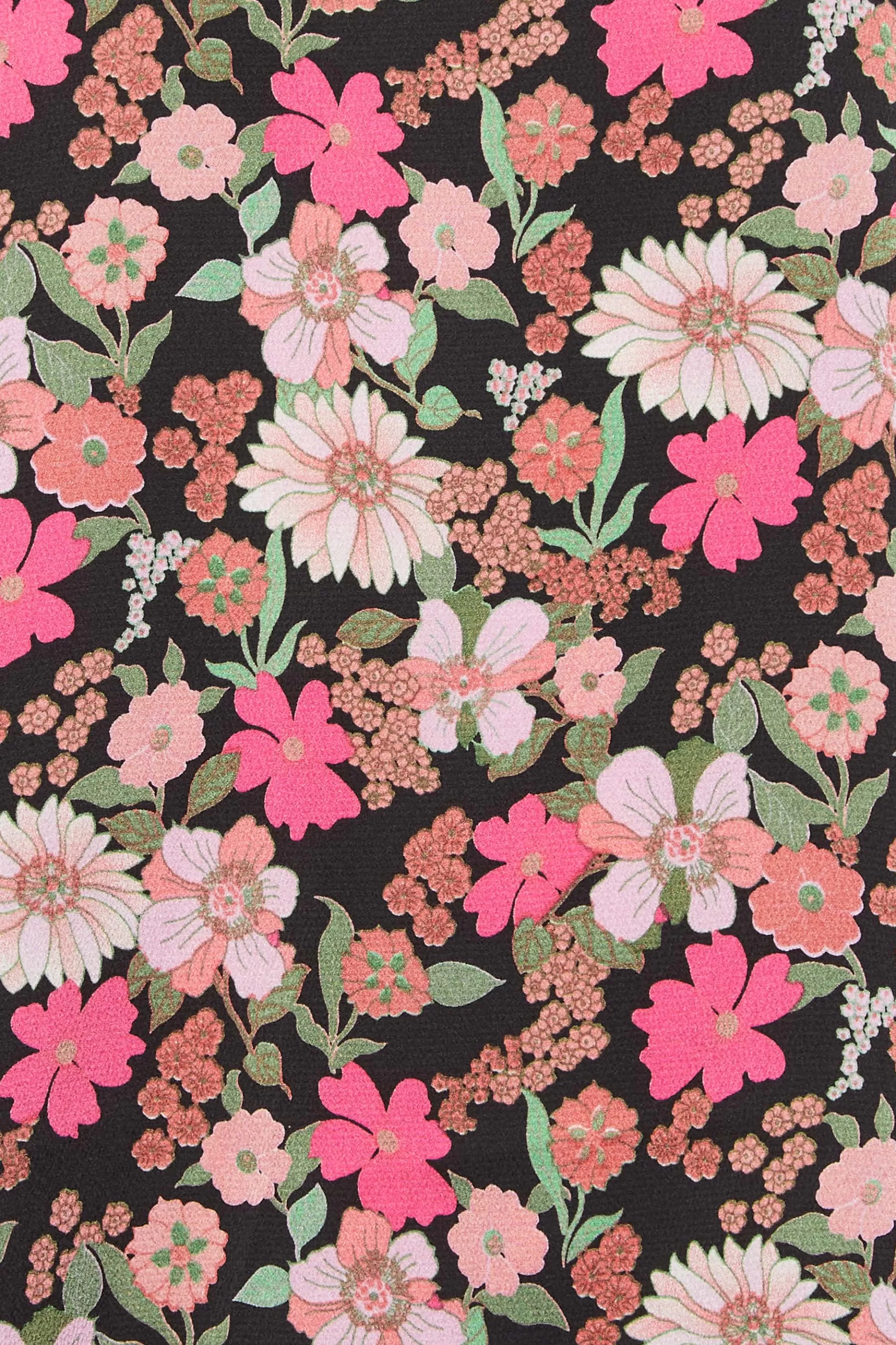 Women M&Co Long Sleeve Tops> Womens Black Floral Print Frill Neck Blouse