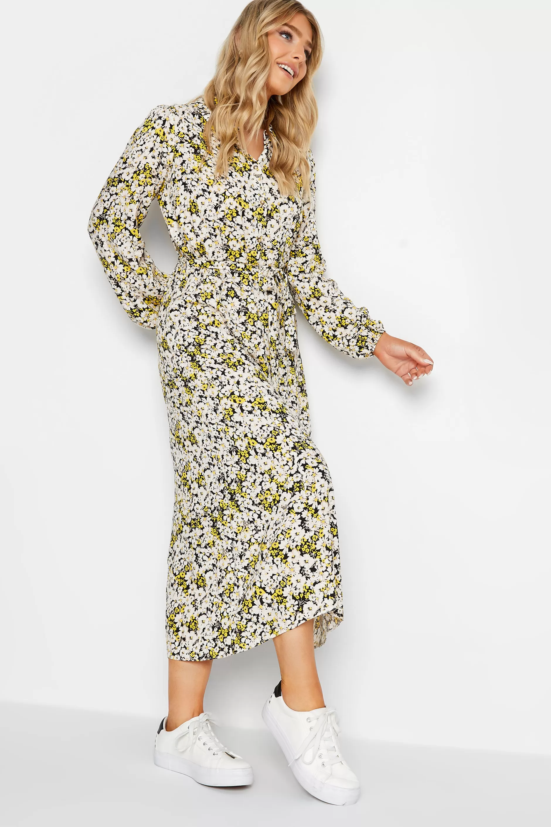 Women M&Co Wedding Guest Dresses> Womens Black Floral Tie Front Maxi Dress