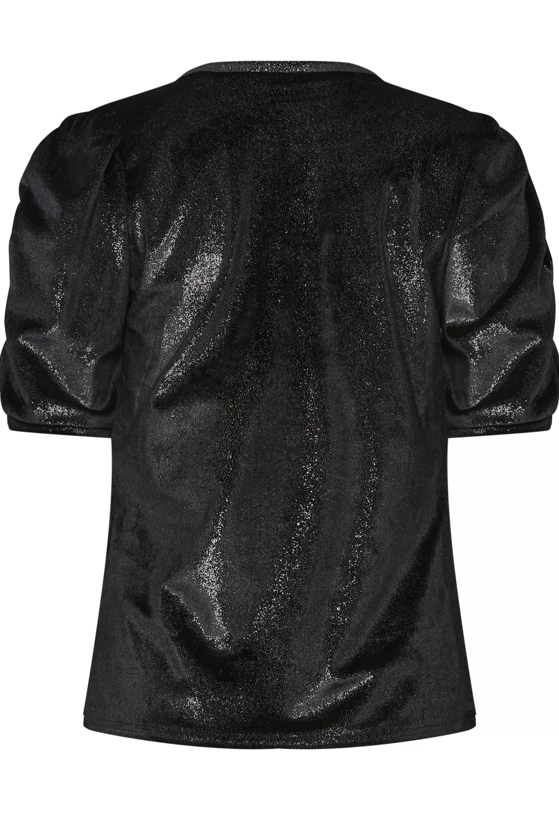 Women M&Co Blouses> Womens Black Glitter Velvet Touch Ruched Sleeve Blouse