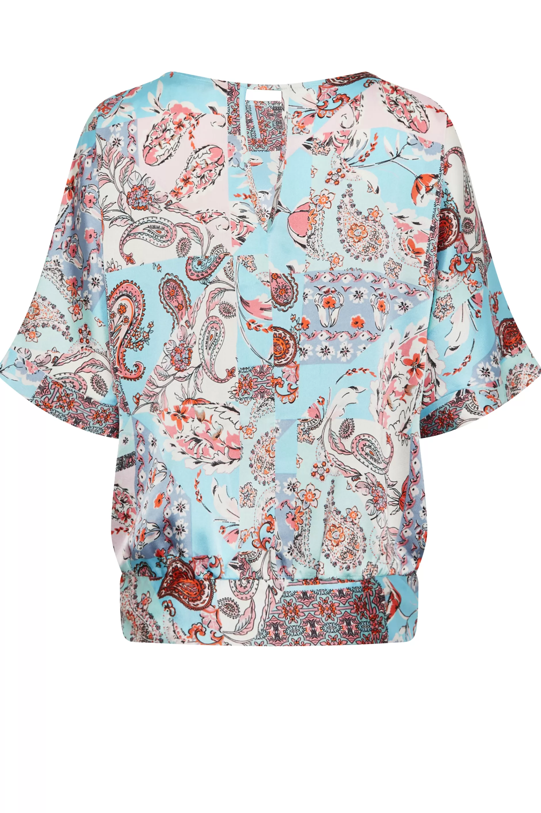 Women M&Co Short Sleeve Tops> Womens Blue Paisley Print Short Sleeve Blouse