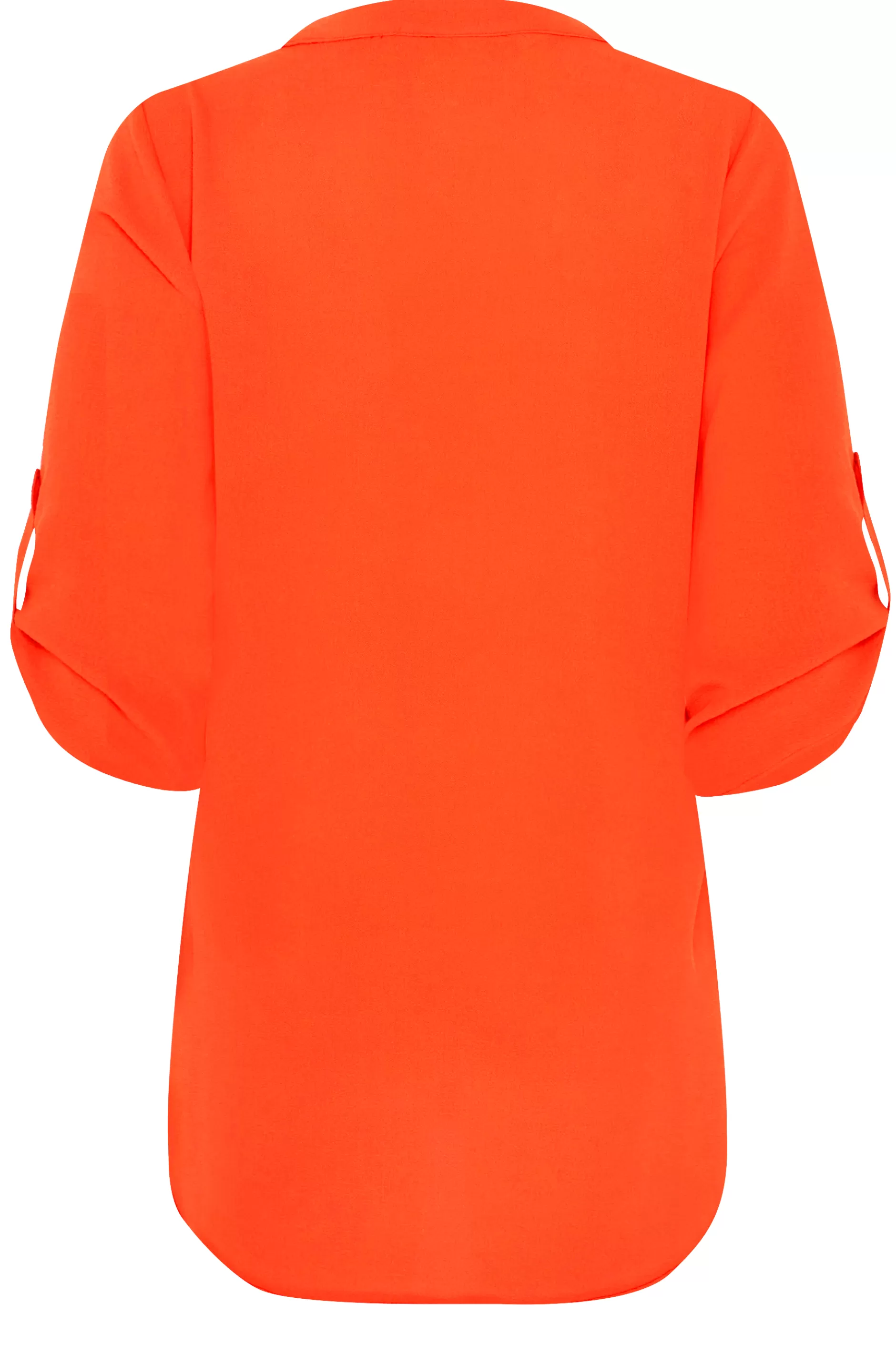 Women M&Co Shirts> Womens Bright Orange Statement Button Tab Sleeve Shirt