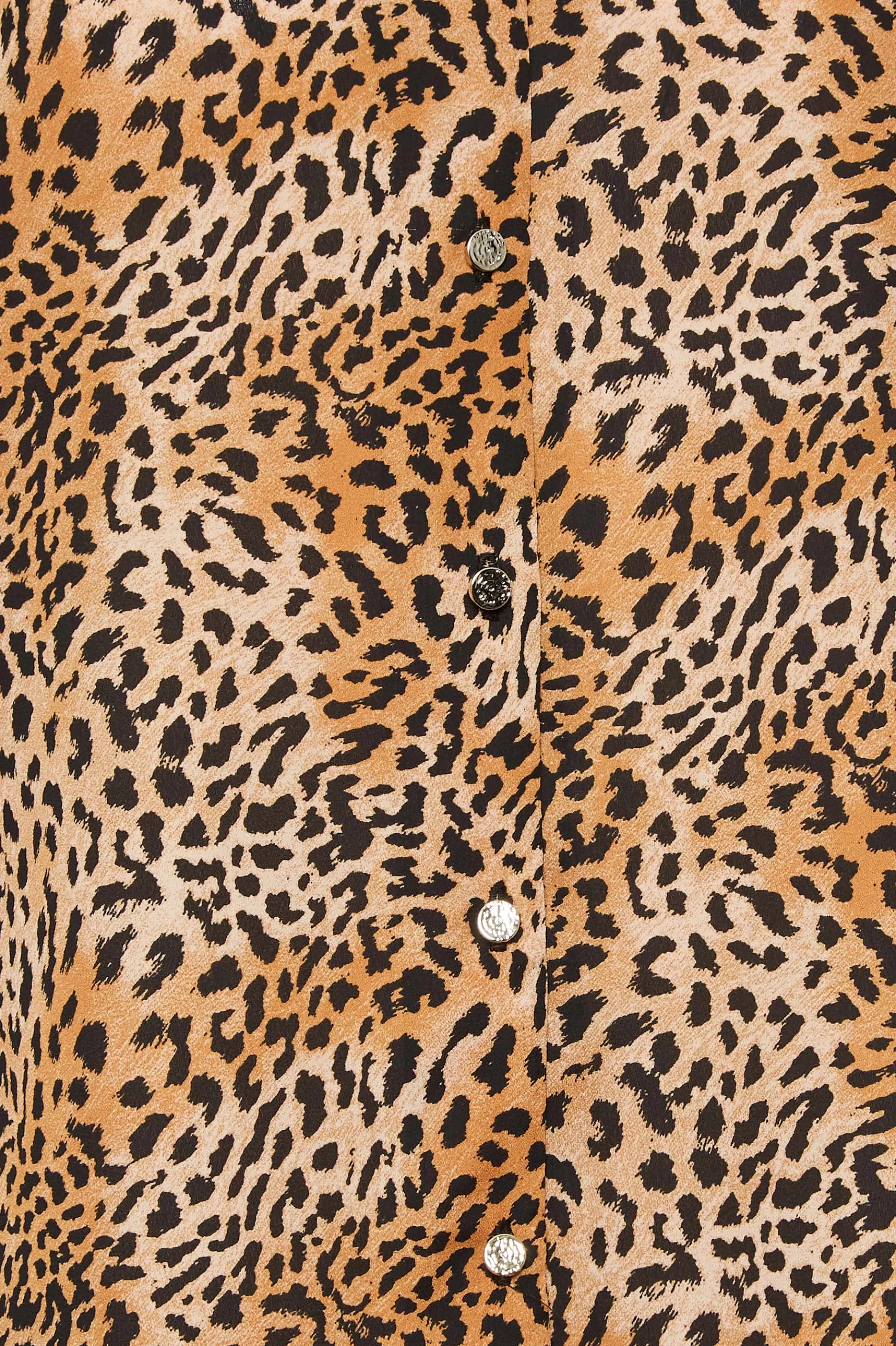 Women M&Co Short Sleeve Tops> Womens Brown Animal Print Frill Sleeve Button Through Blouse