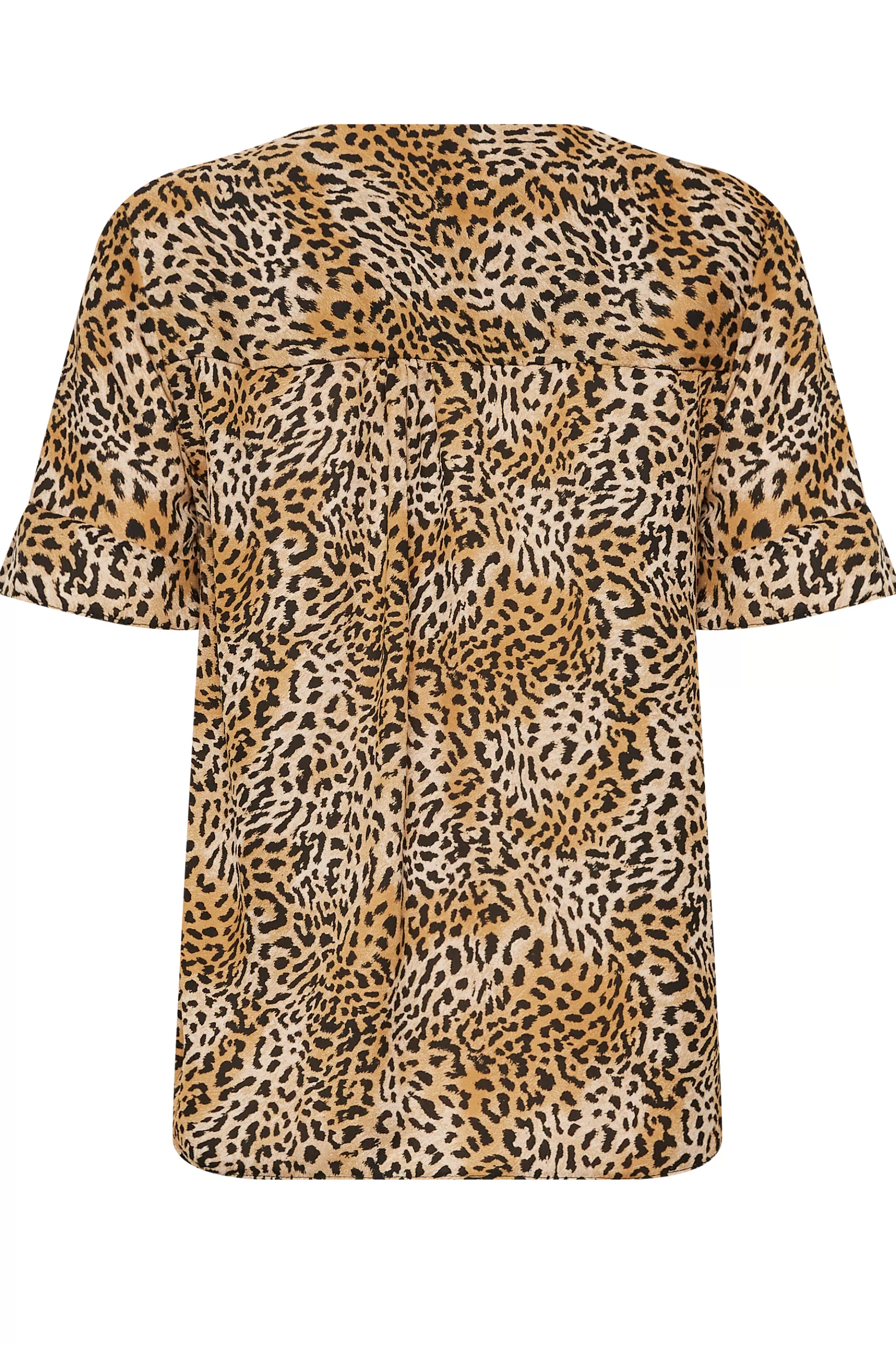Women M&Co Short Sleeve Tops> Womens Brown Animal Print Frill Sleeve Button Through Blouse