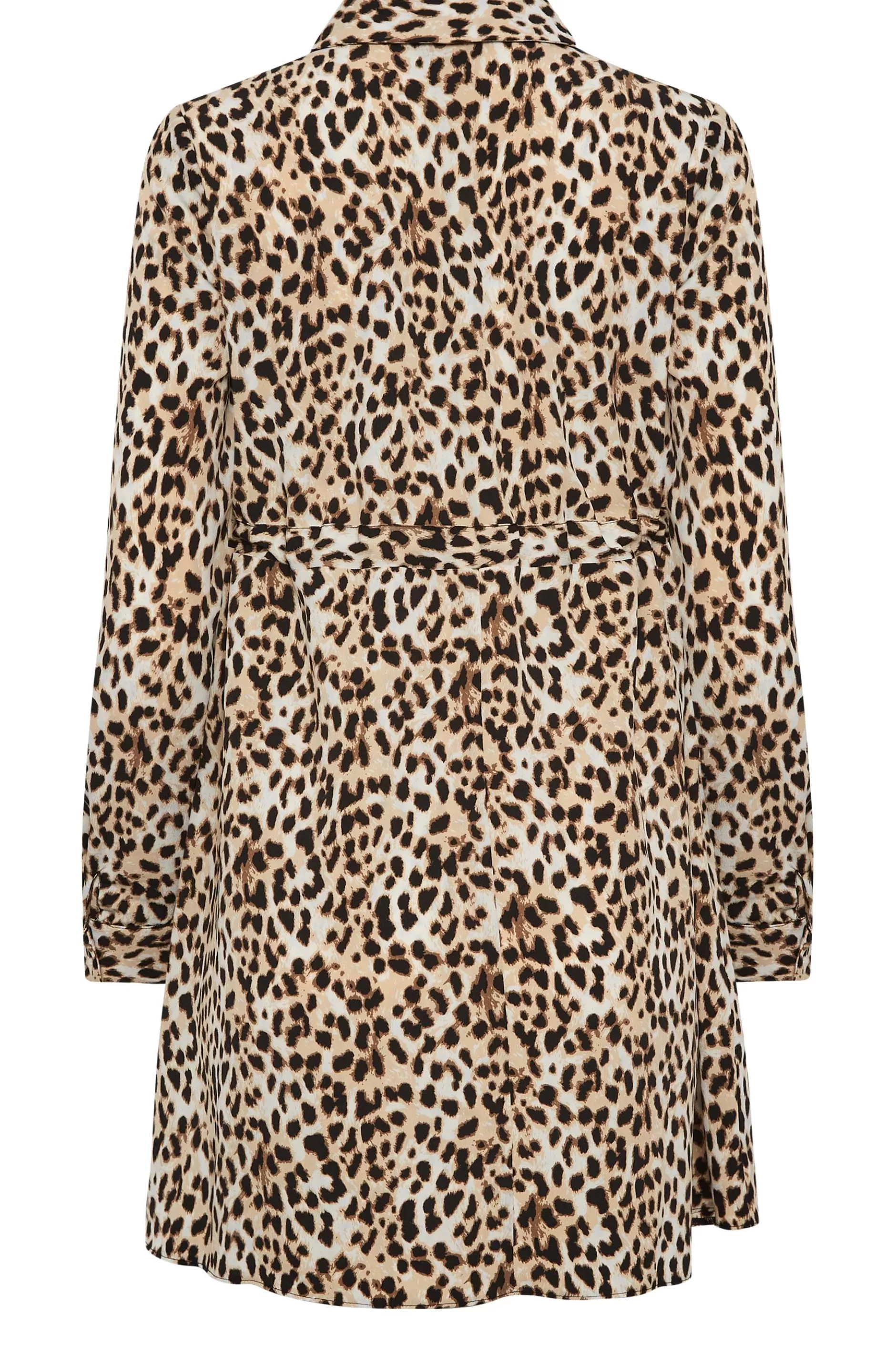 Women M&Co Shirts> Womens Brown Animal Print Tie Waist Tunic Shirt