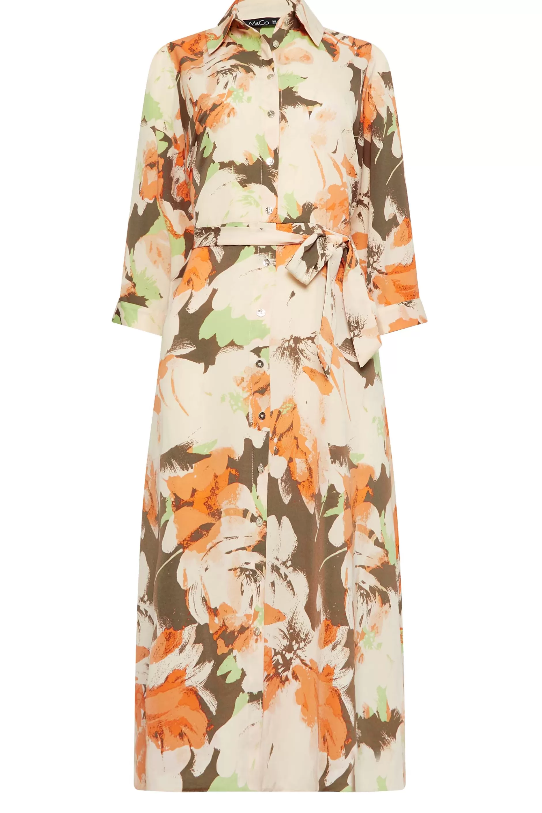 Women M&Co Wedding Guest Dresses> Womens Brown Floral Print Button Through Shirt Dress