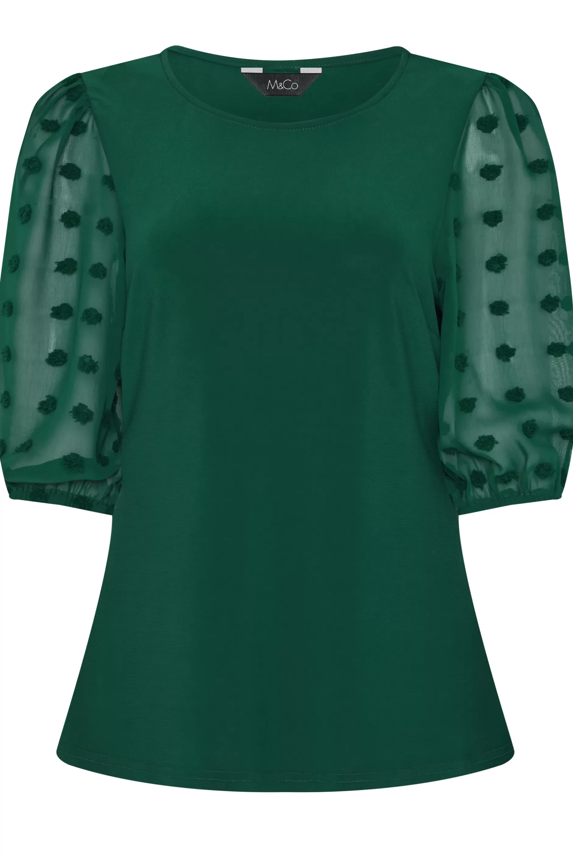 Women M&Co Short Sleeve Tops> Womens Dark Green Polka Dot Short Sleeve Blouse