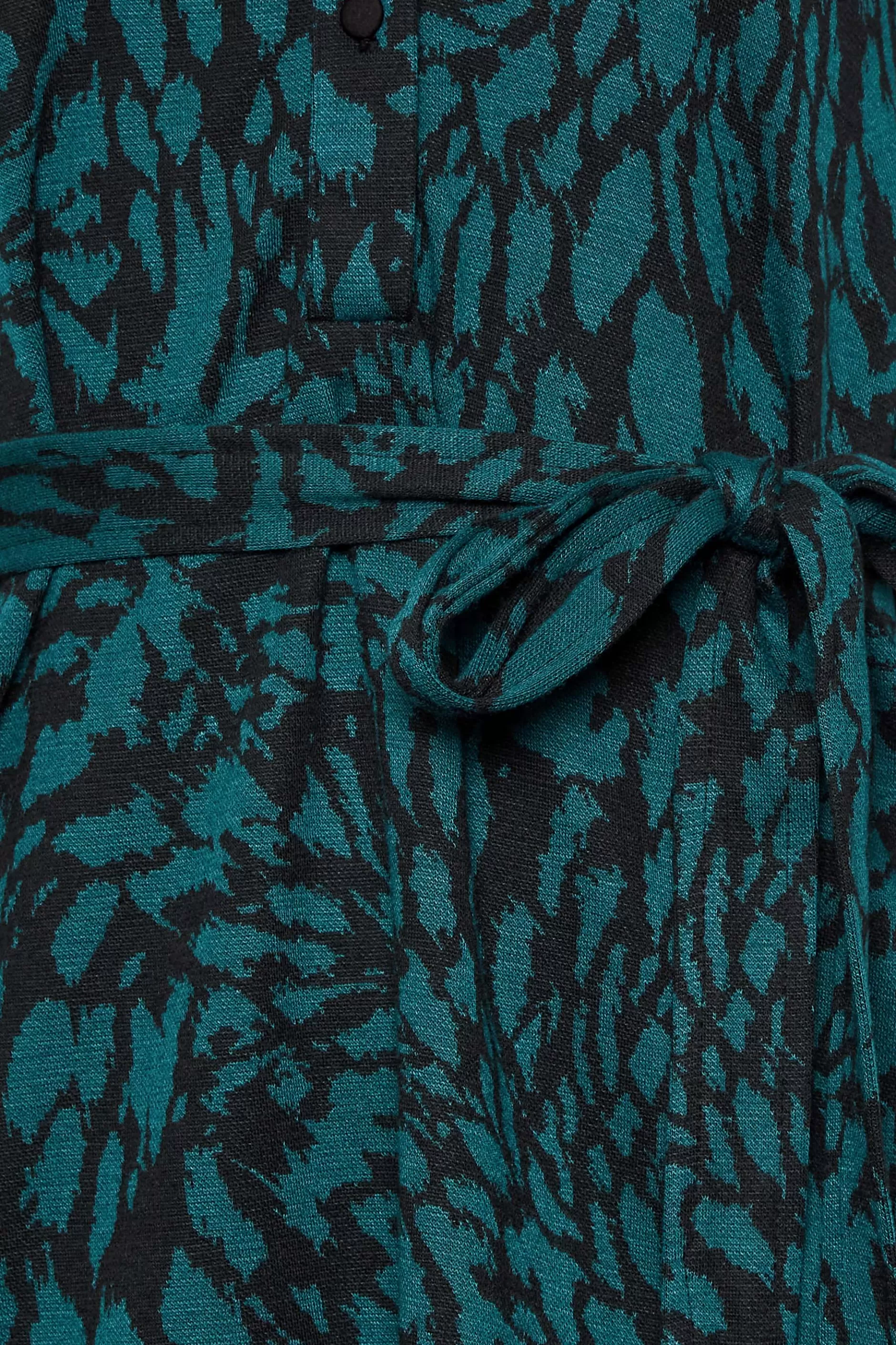Women M&Co Shirt Dresses> Womens Green Animal Print Tie Waist Tunic Dress