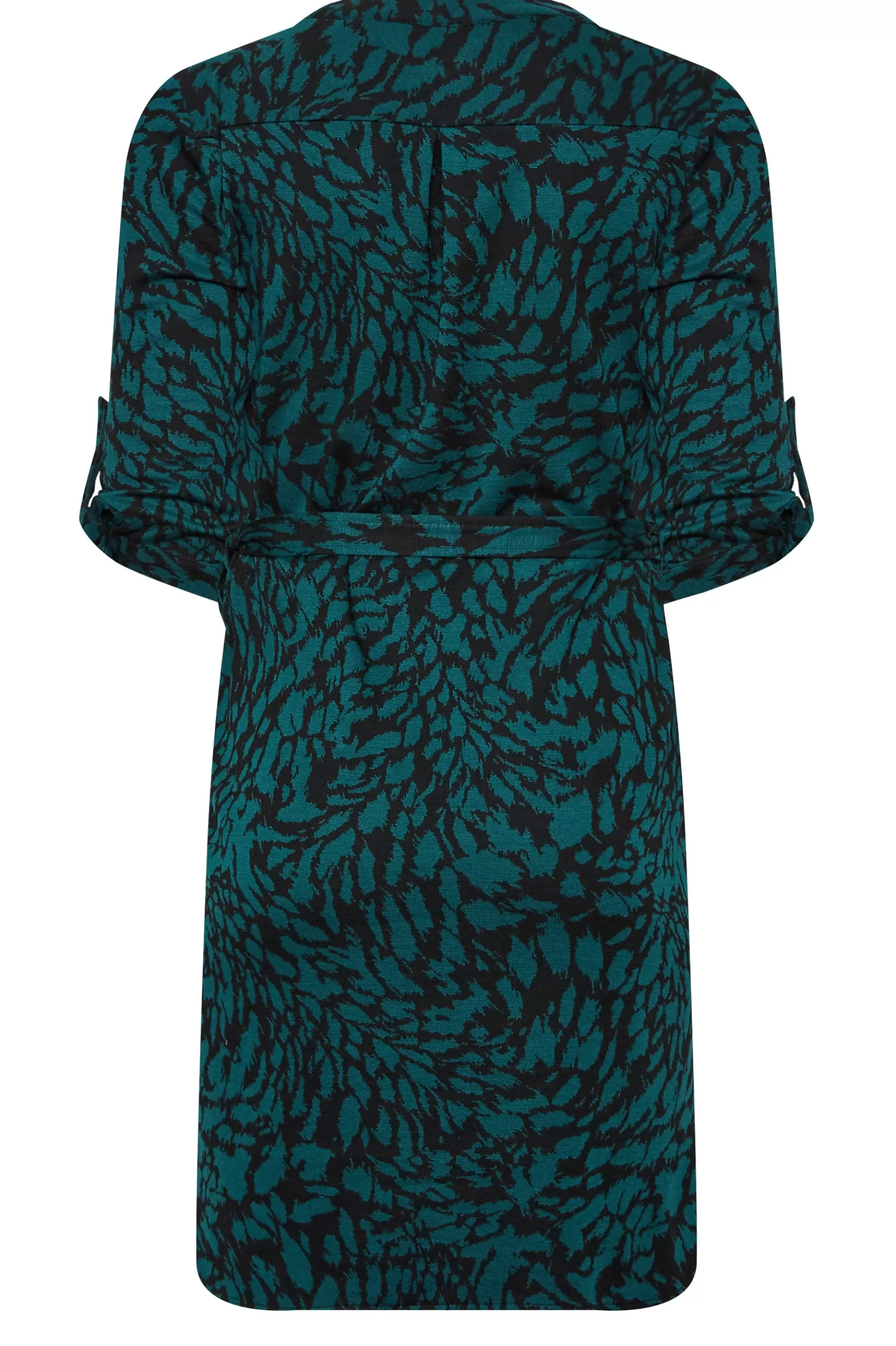 Women M&Co Shirt Dresses> Womens Green Animal Print Tie Waist Tunic Dress