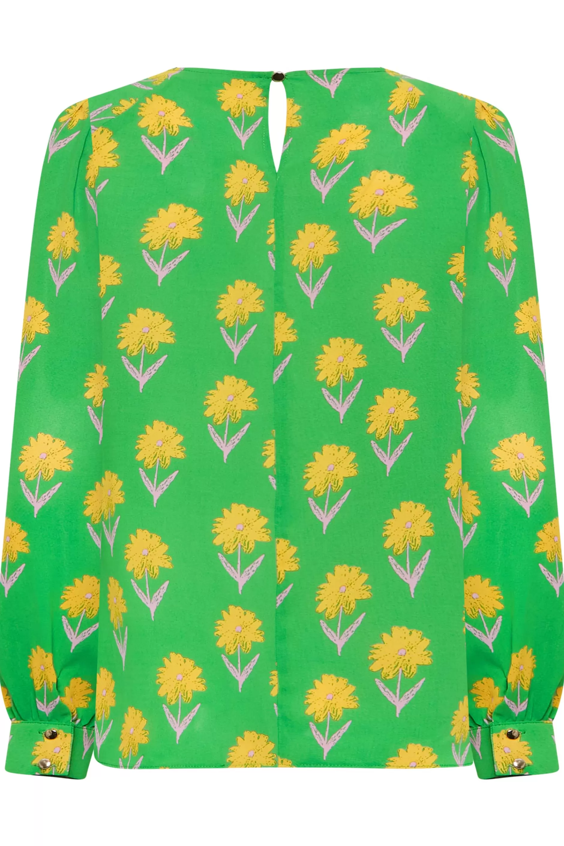 Women M&Co Shirts> Womens Green Floral Print Long Sleeve Blouse