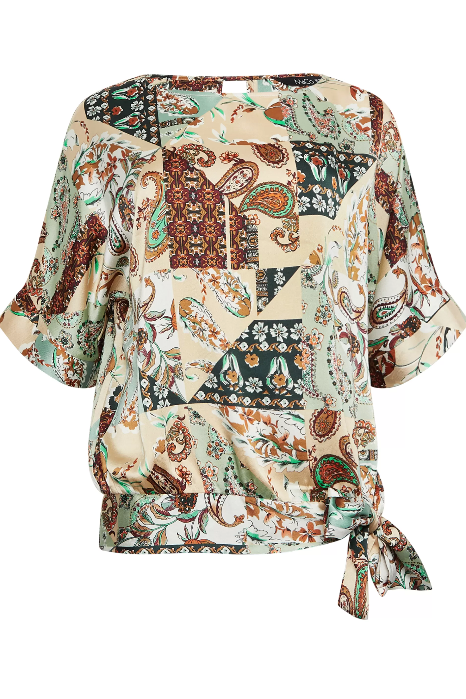 Women M&Co Short Sleeve Tops> Womens Green Paisley Print Short Sleeve Blouse