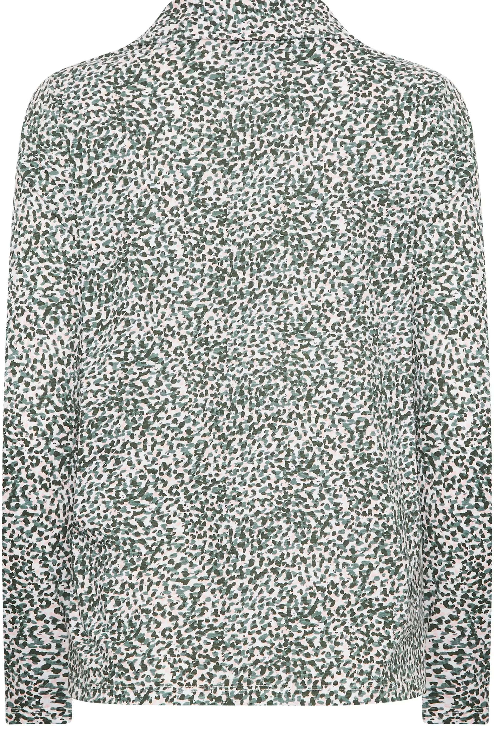 Women M&Co T-Shirts> Womens Green Spot Print Collared Long Sleeve Cotton Top