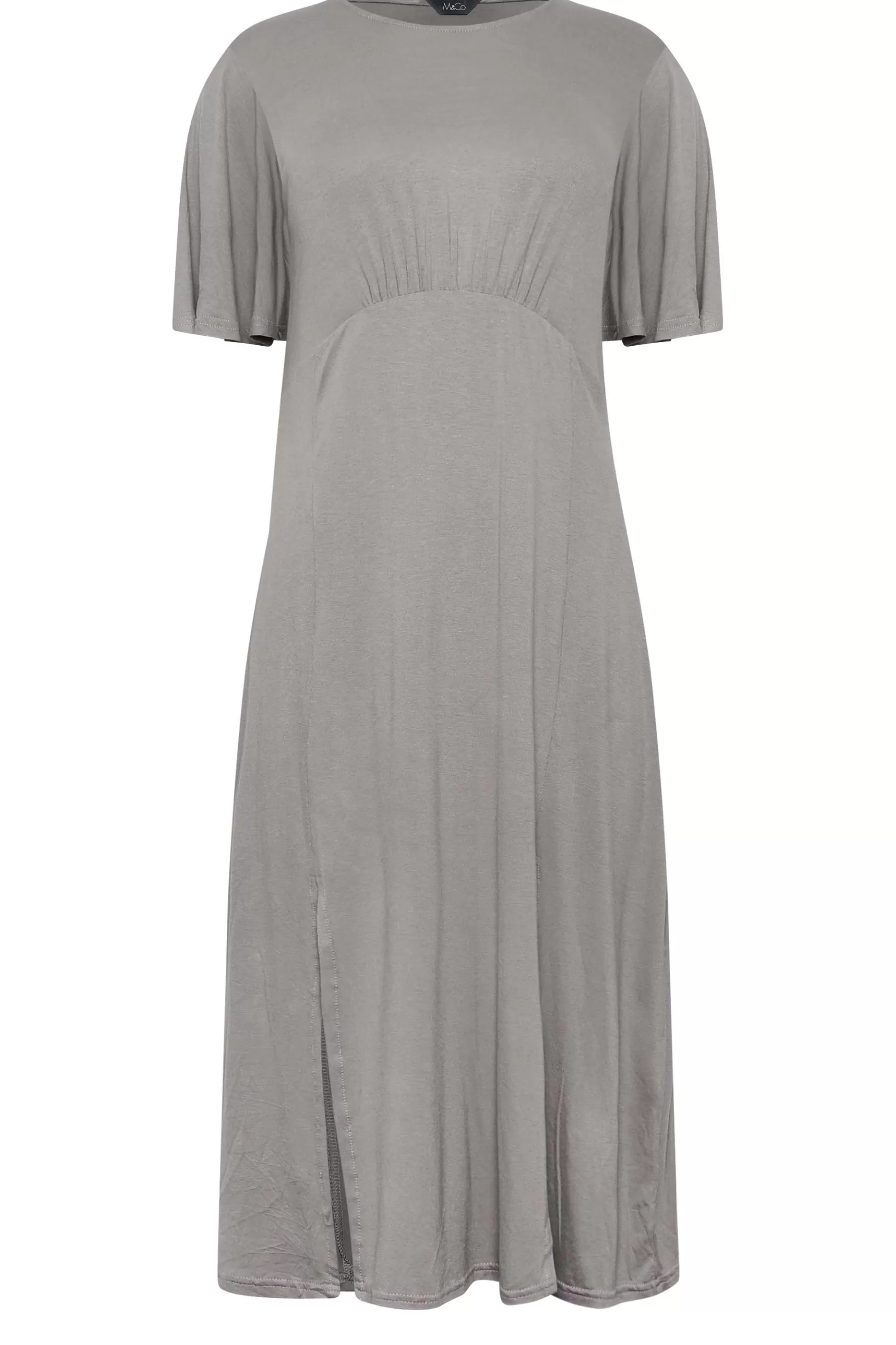 Women M&Co Midi Dresses> Womens Grey Angel Sleeve Split Hem Midi Dress