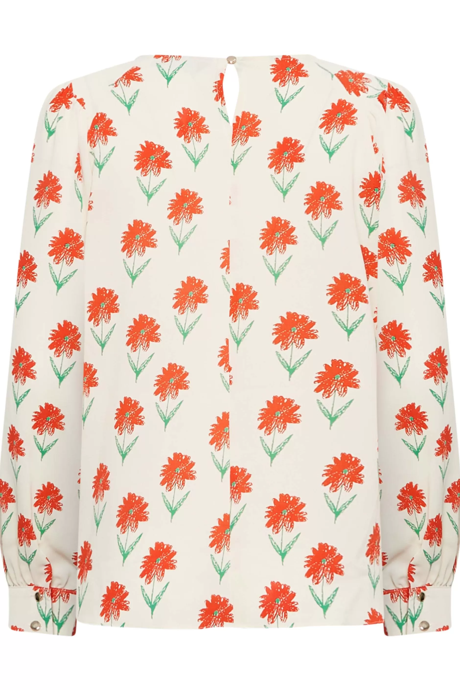 Women M&Co Shirts> Womens Ivory White Floral Print Long Sleeve Blouse