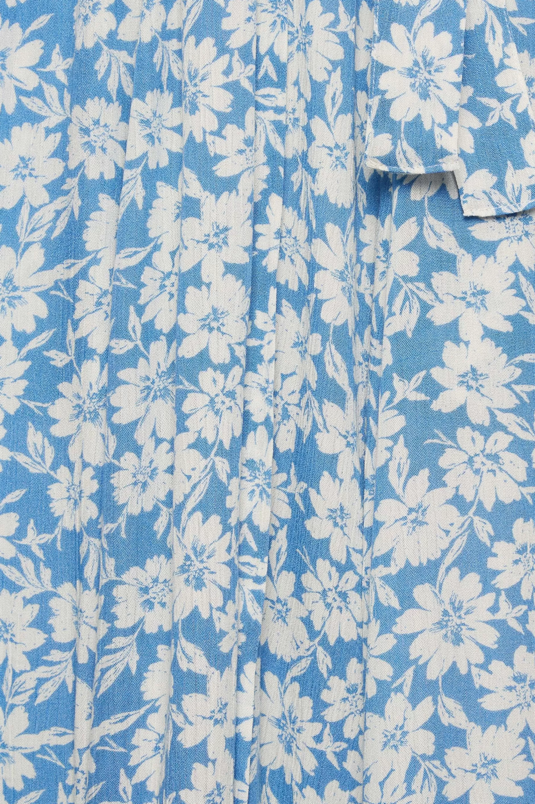Women M&Co Shirt Dresses> Womens Light Blue Floral Print Maxi Shirt Dress