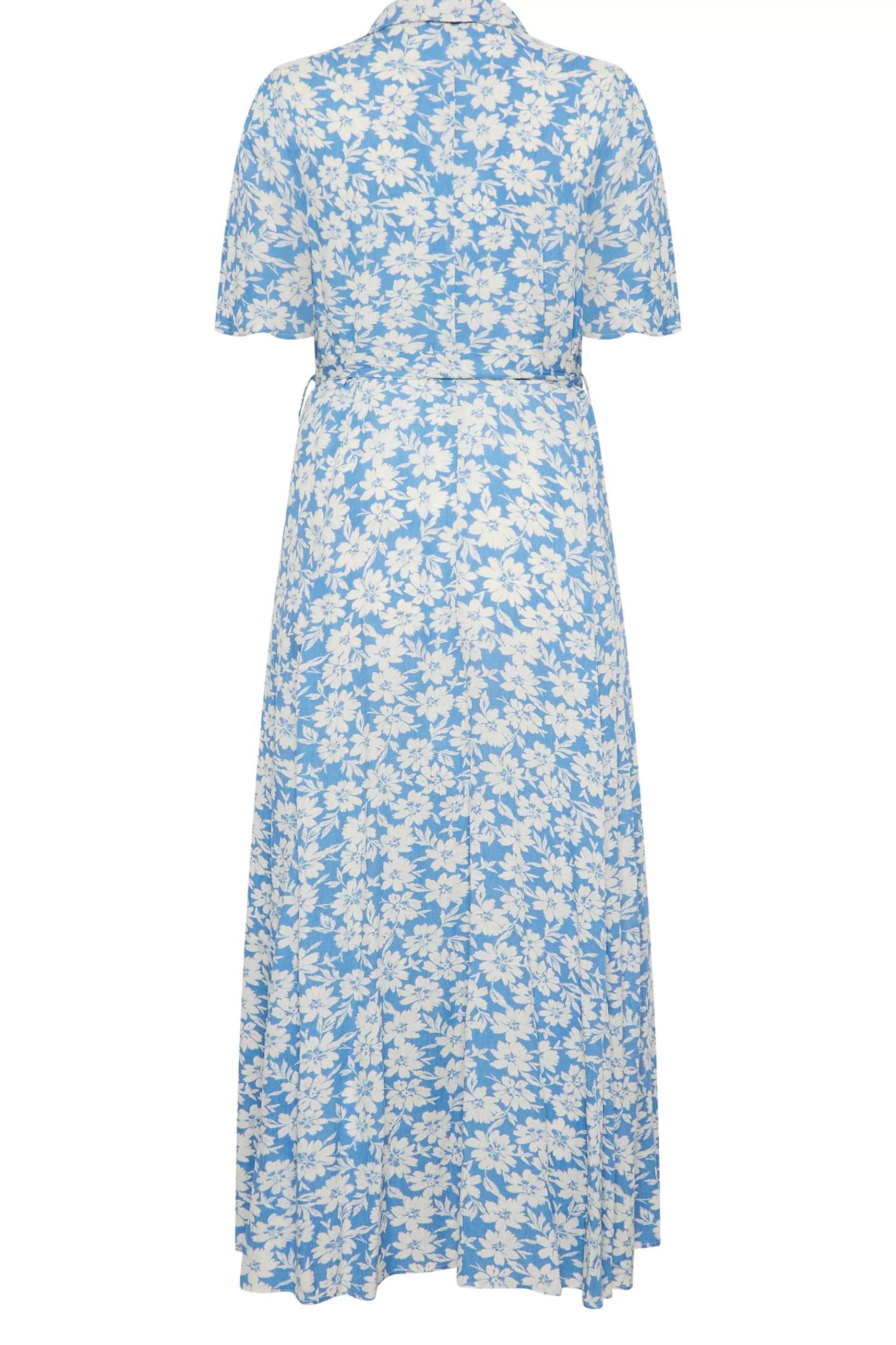 Women M&Co Shirt Dresses> Womens Light Blue Floral Print Maxi Shirt Dress