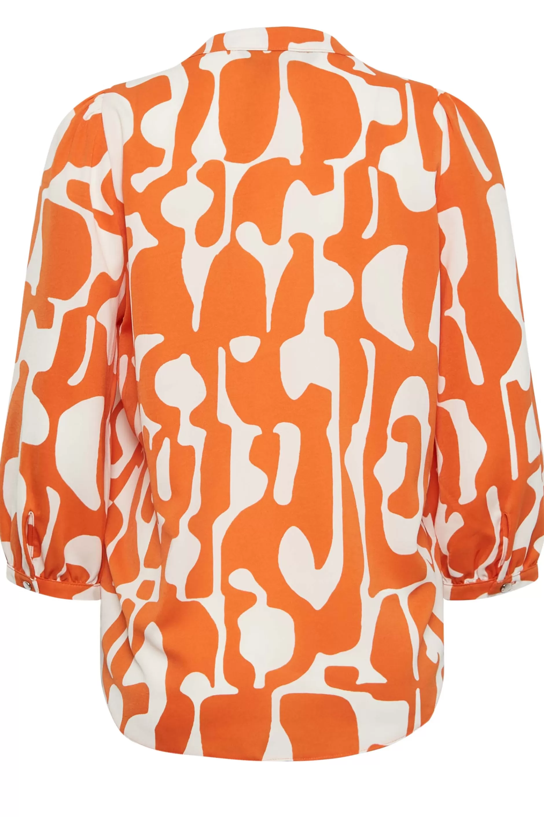 Women M&Co Blouses> Womens Orange Abstract Print 3/4 Sleeve Blouse