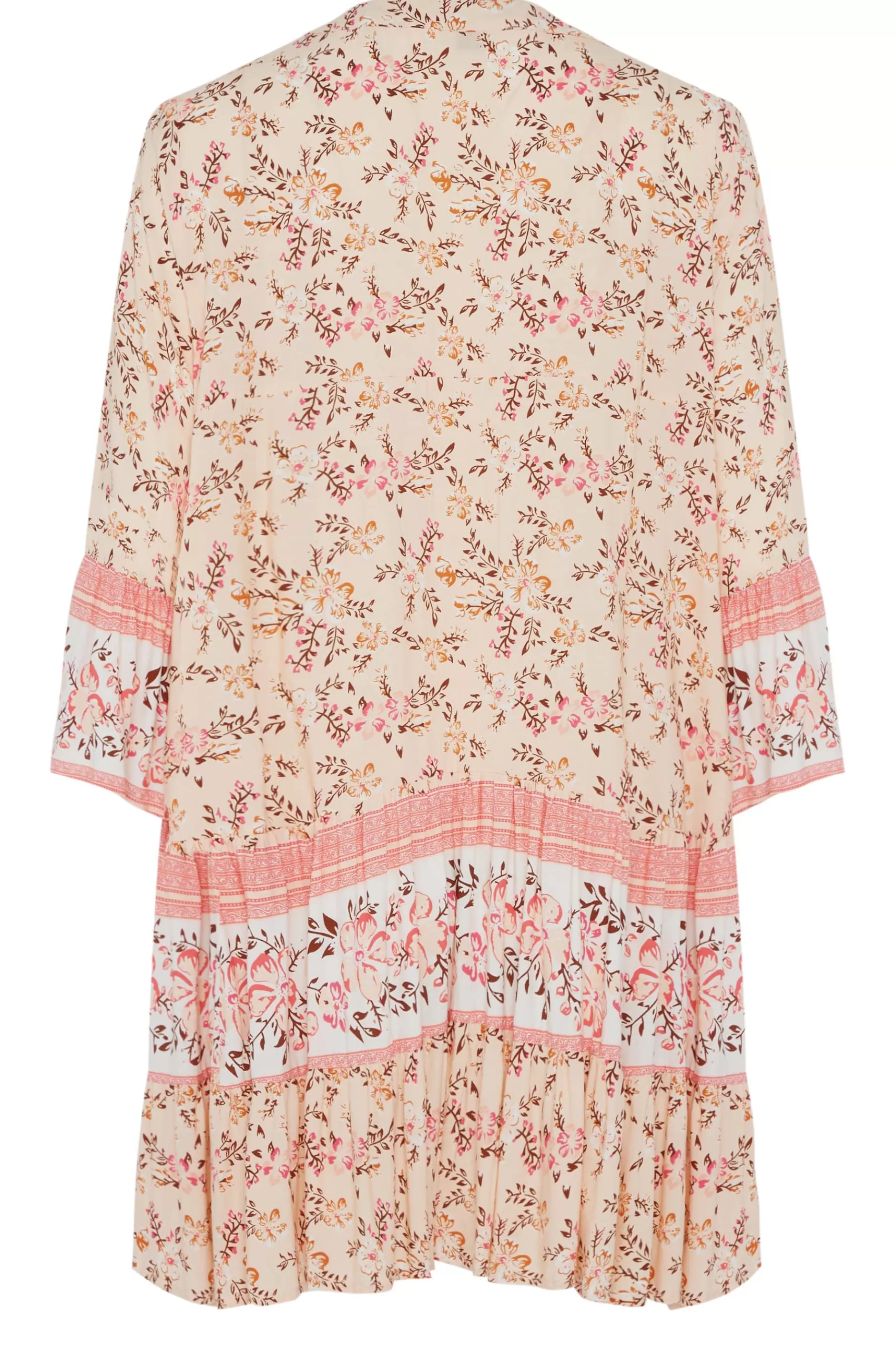 Women M&Co Shirt Dresses> Womens Orange Floral Print Tiered Swing Dress