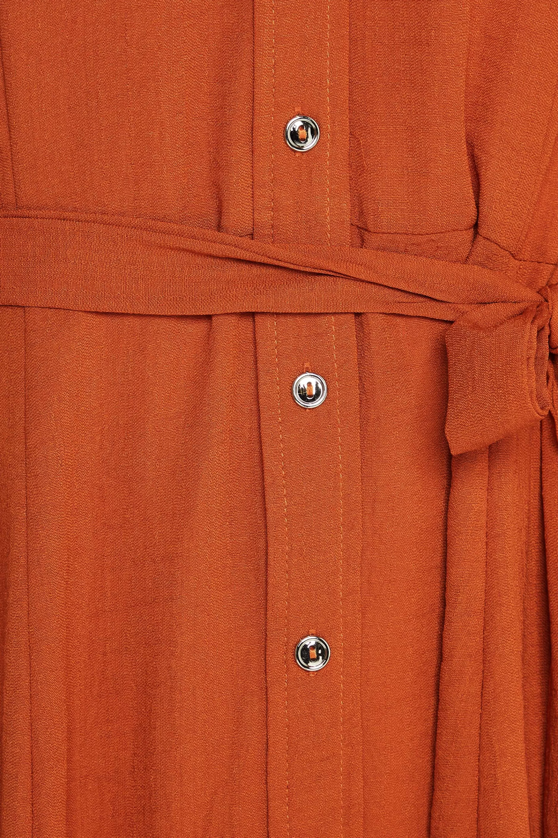 Women M&Co Wedding Guest Dresses> Womens Orange Tie Waist Button Through Shirt Dress