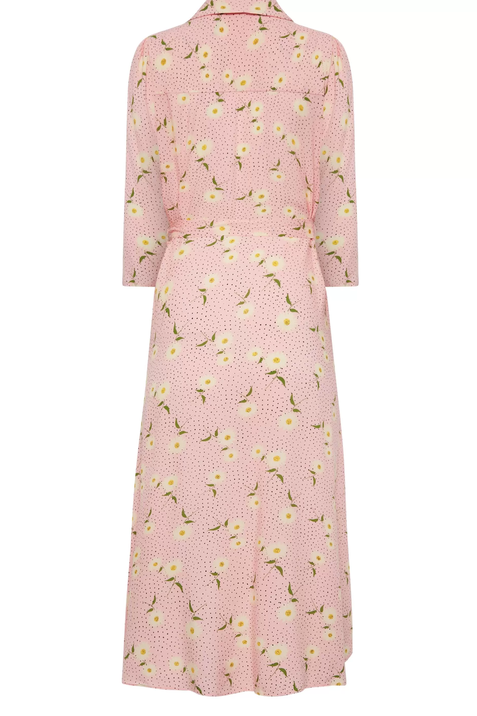 Women M&Co Shirt Dresses> Womens Pink Ditsy Floral Midi Shirt Dress