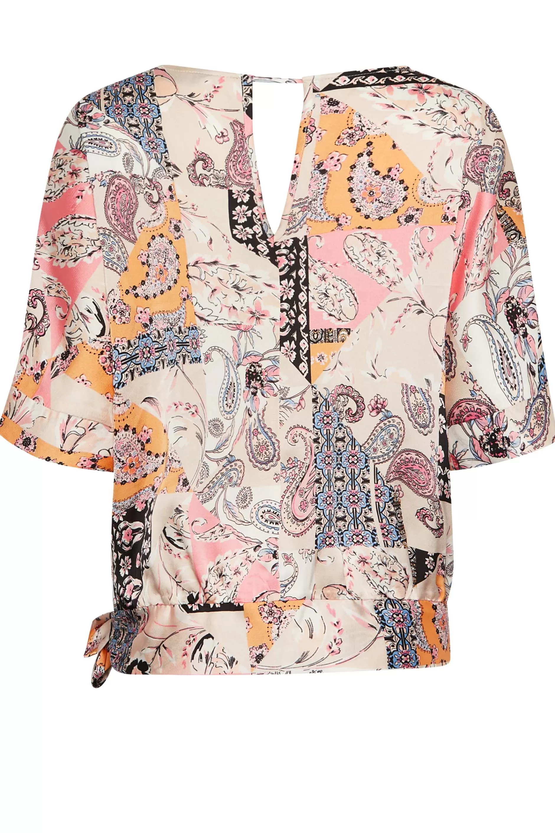 Women M&Co Short Sleeve Tops> Womens Pink Paisley Print Short Sleeve Blouse