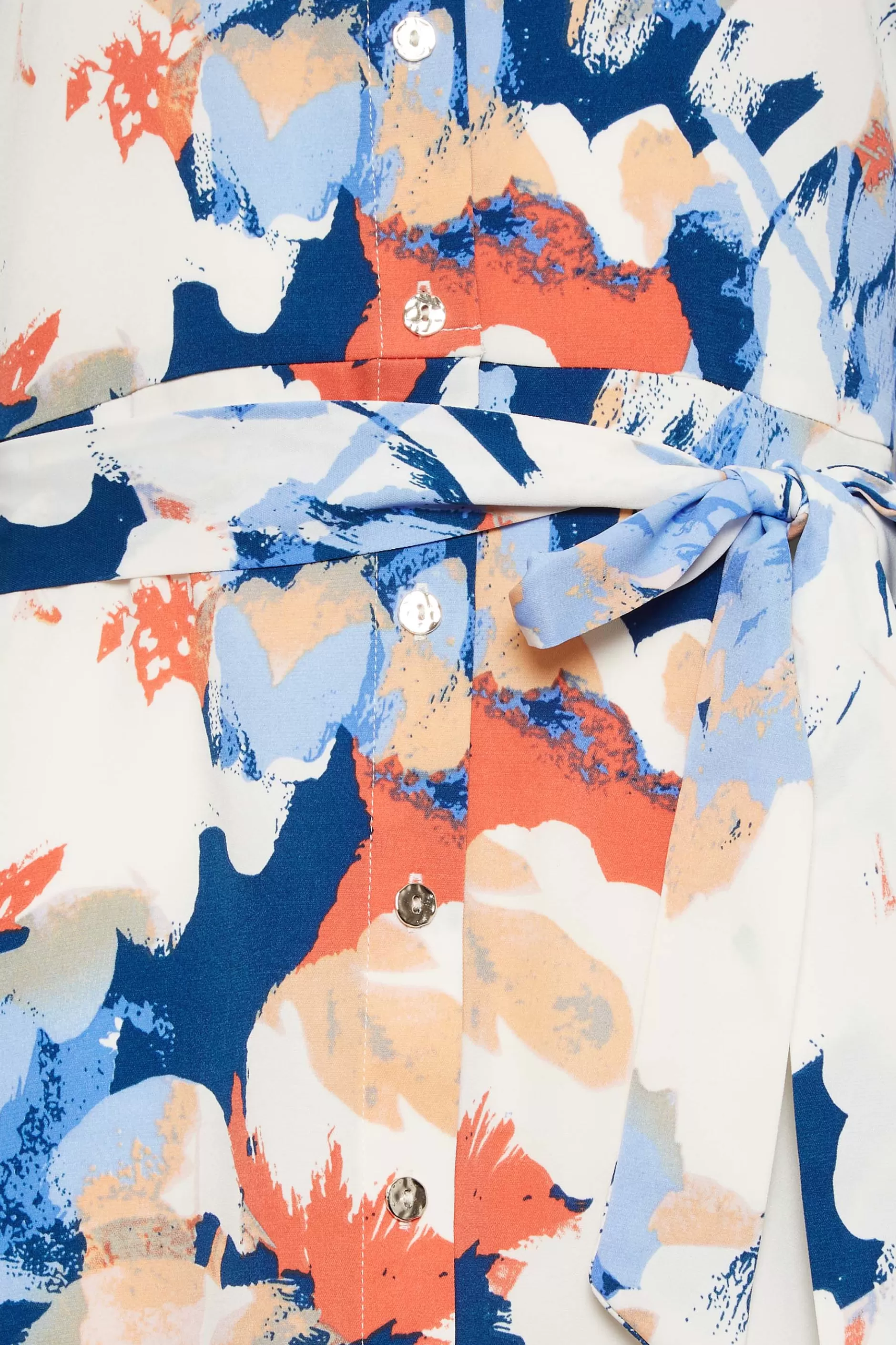 Women M&Co Wedding Guest Dresses> Womens White & Blue Floral Print Button Through Shirt Dress