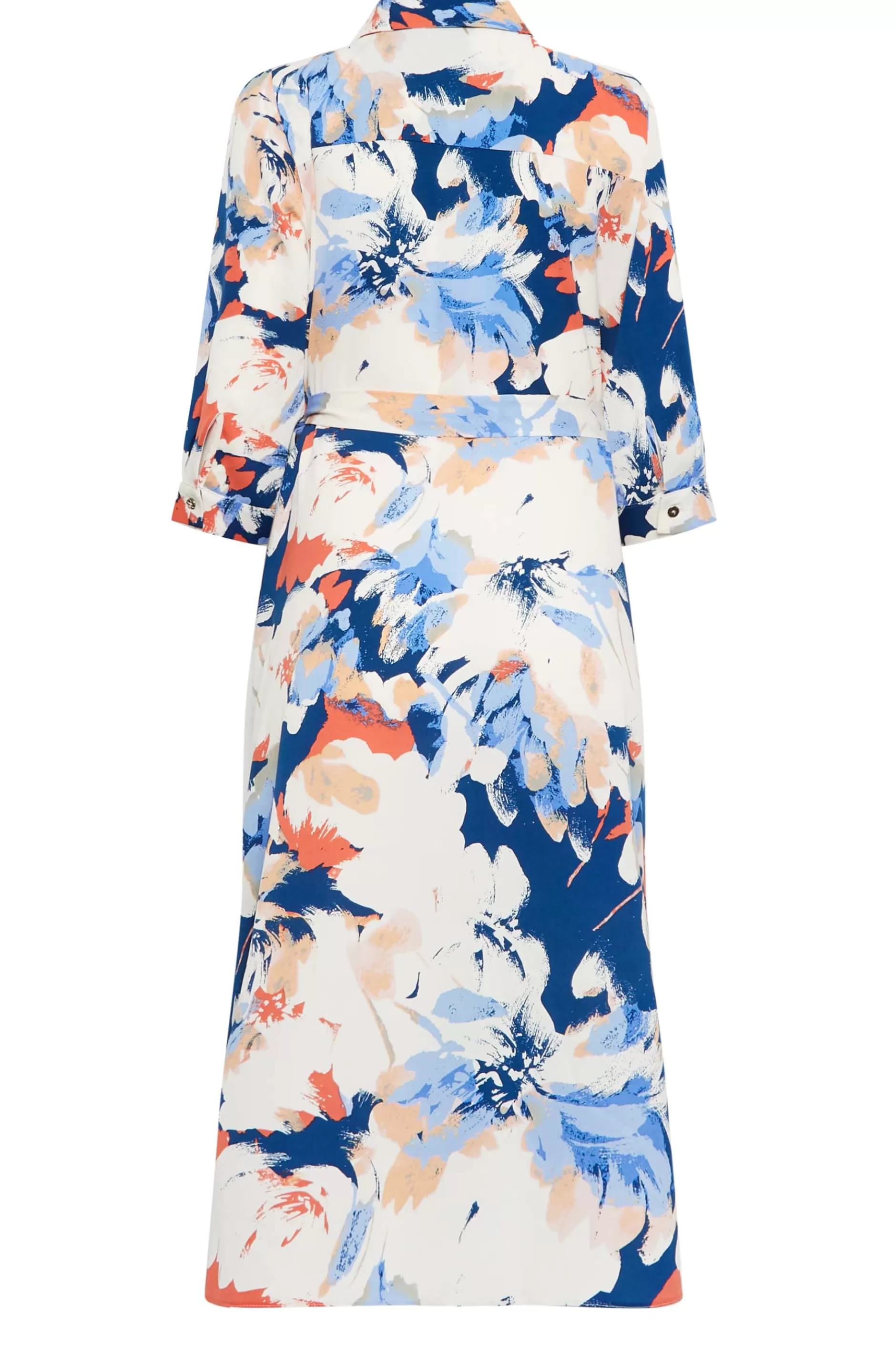 Women M&Co Wedding Guest Dresses> Womens White & Blue Floral Print Button Through Shirt Dress