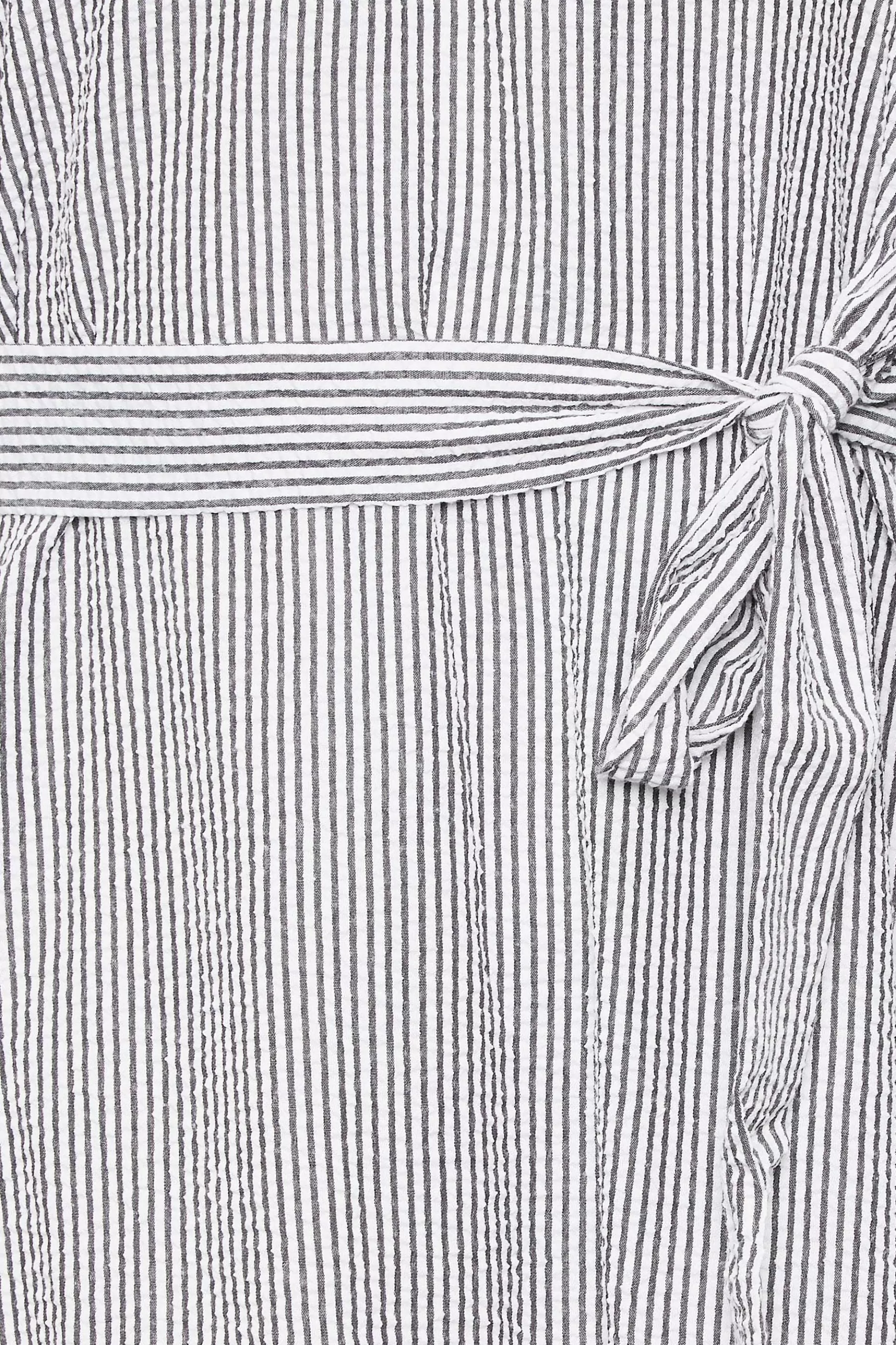 Women M&Co Shirt Dresses> Womens White & Grey Stripe Print Tie Waist Tunic Dress
