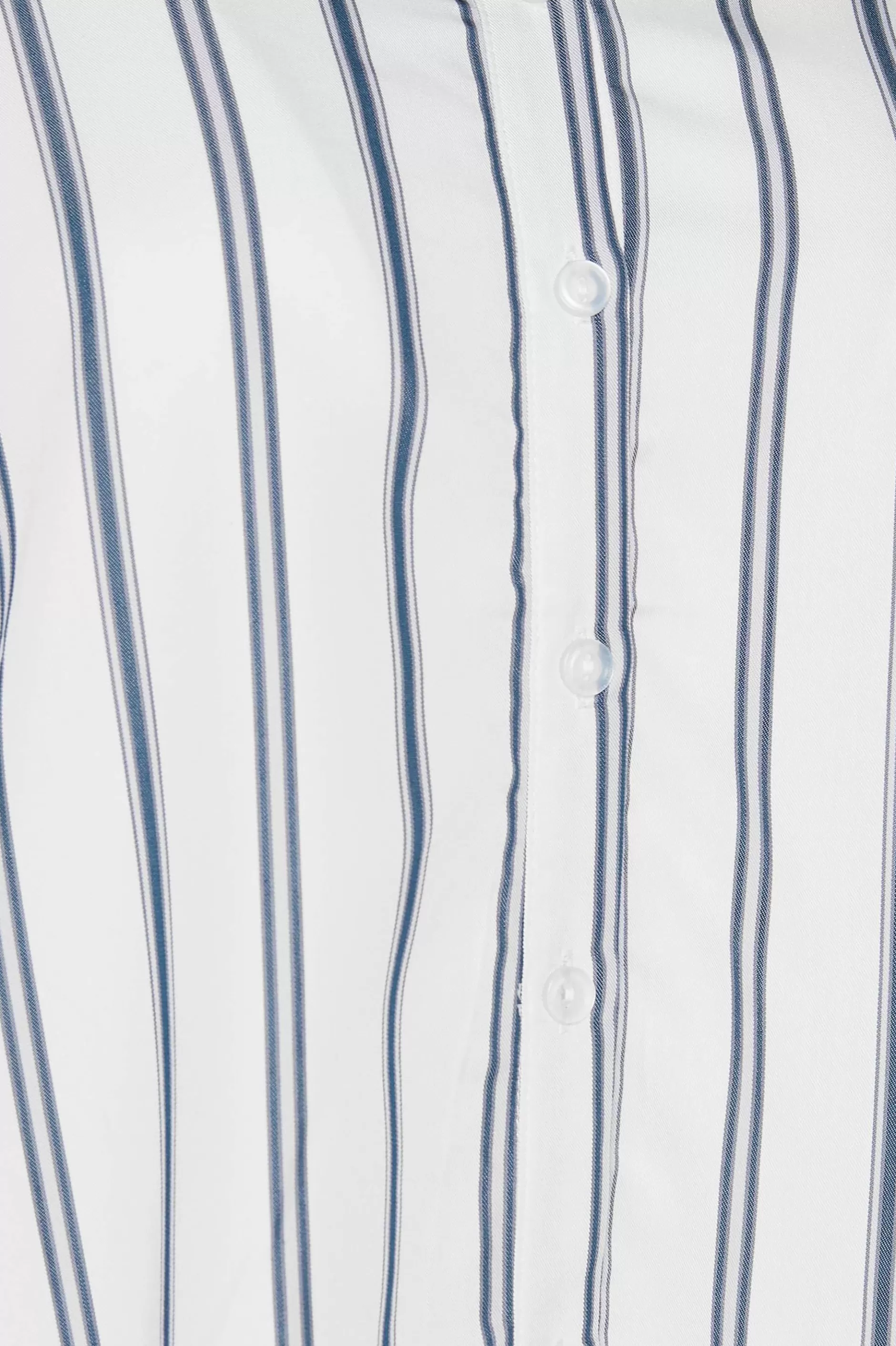 Women M&Co Shirts> Womens White & Navy Blue Stripe Tab Sleeve Shirt