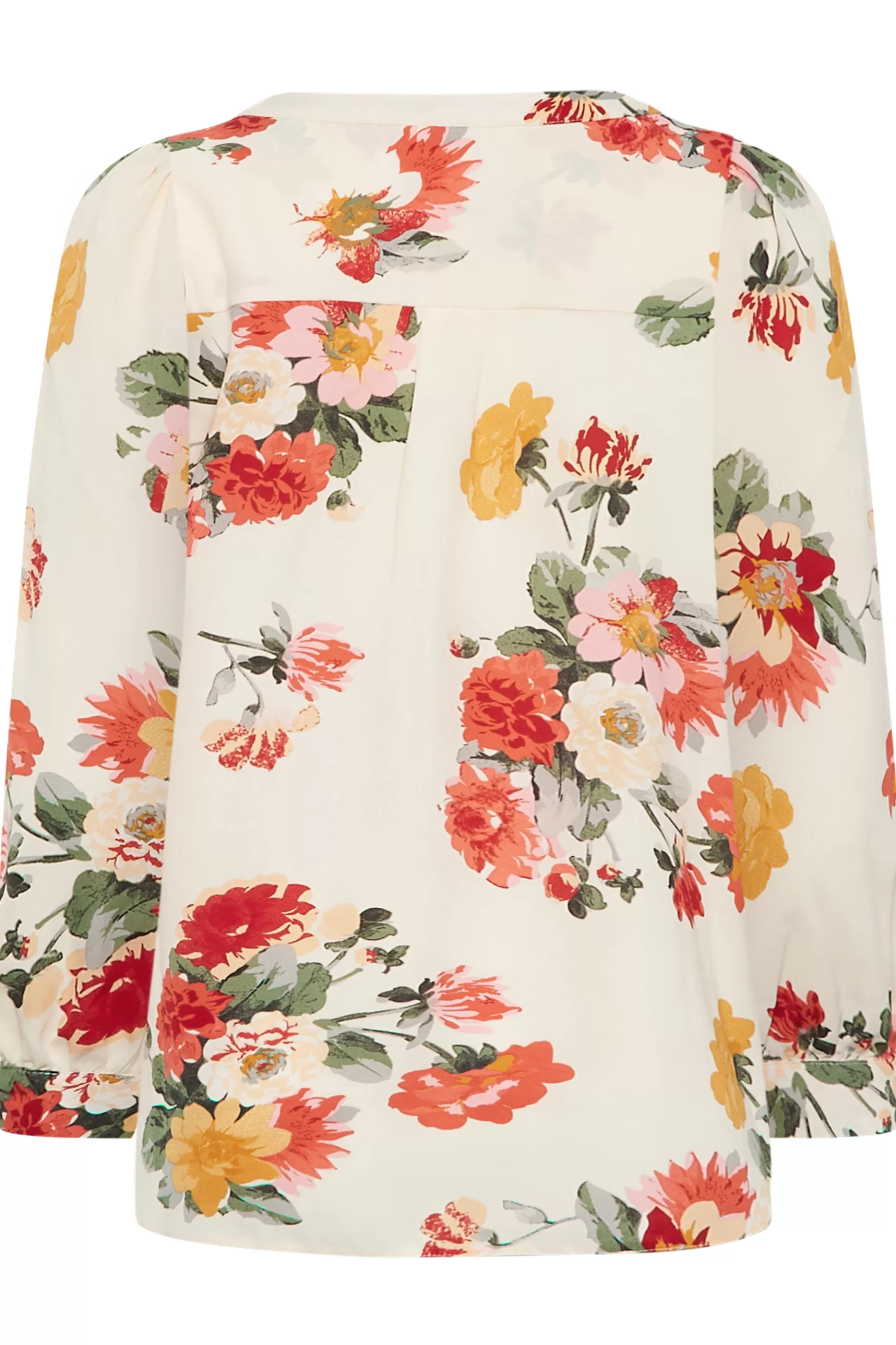 Women M&Co Blouses> Womens White Cream Floral Print Satin Blouse