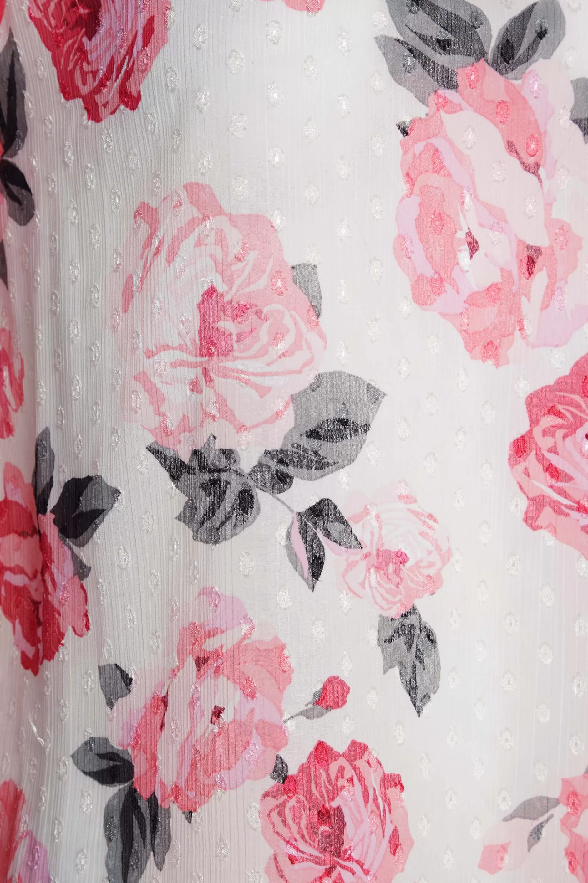 Women M&Co Blouses> Womens White Floral Print Dobby Frill Sleeve Blouse