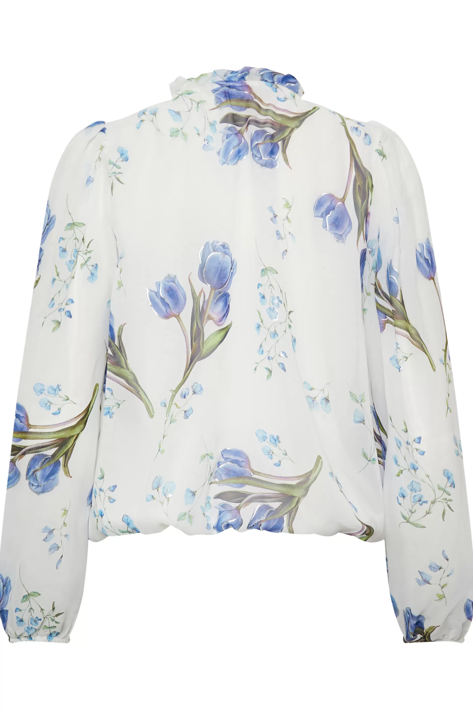 Women M&Co Blouses> Womens White Floral Print Tie Neck Blouse
