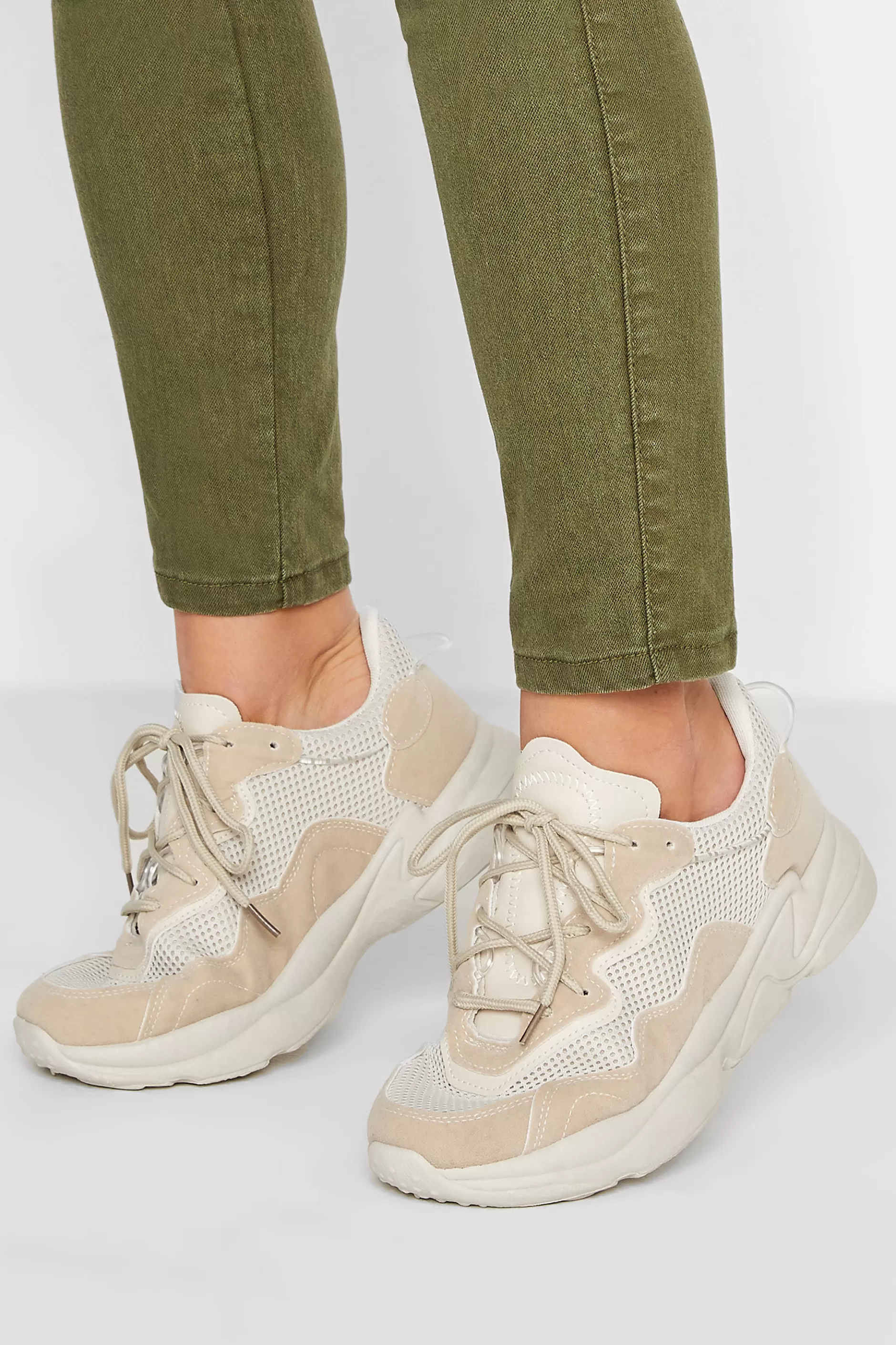 Women M&Co Flat Shoes>Pixiegirl Pixiegirl Beige Brown Chunky Mesh Panel Trainers In Standard Fit