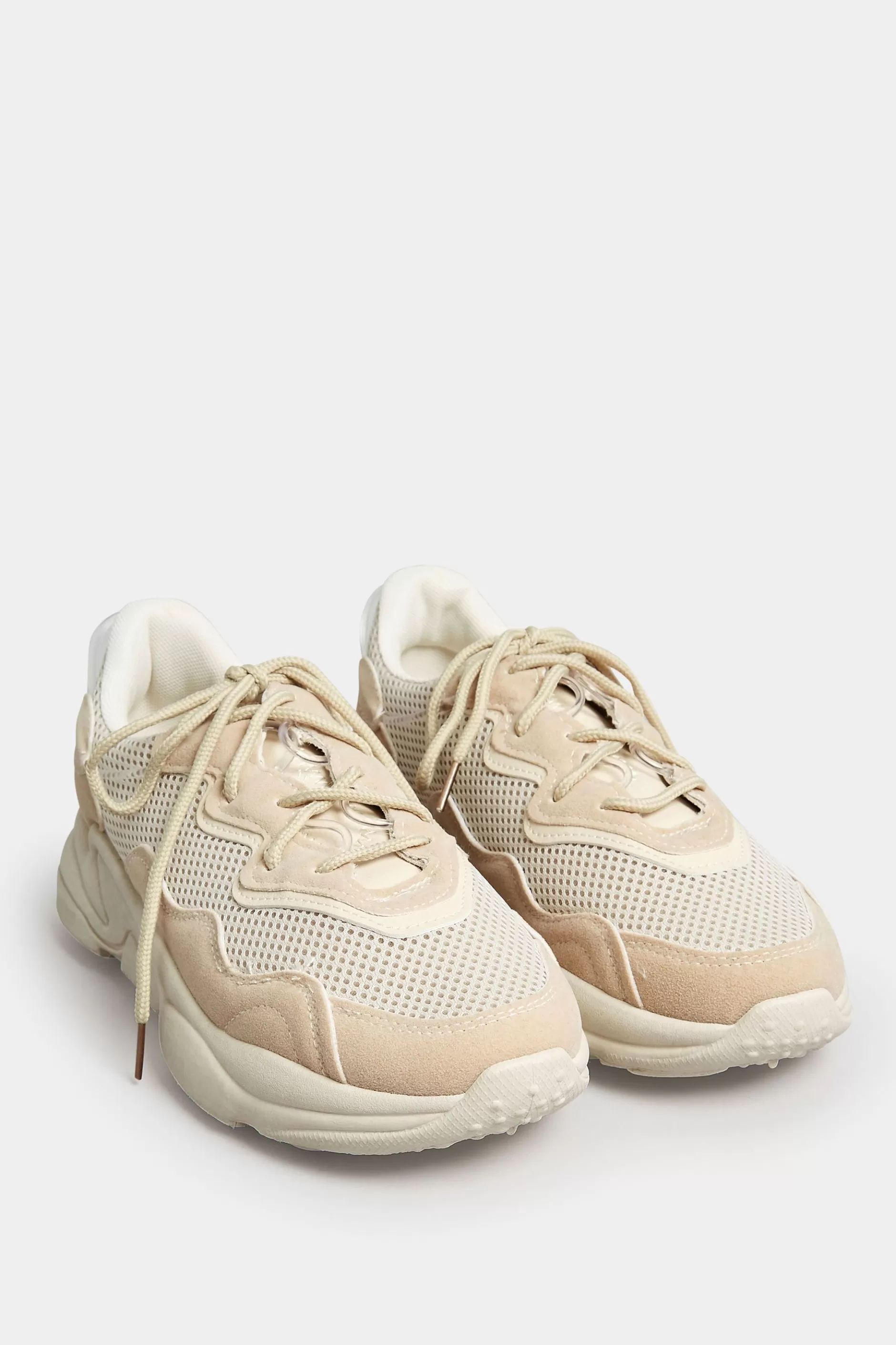 Women M&Co Flat Shoes>Pixiegirl Pixiegirl Beige Brown Chunky Mesh Panel Trainers In Standard Fit