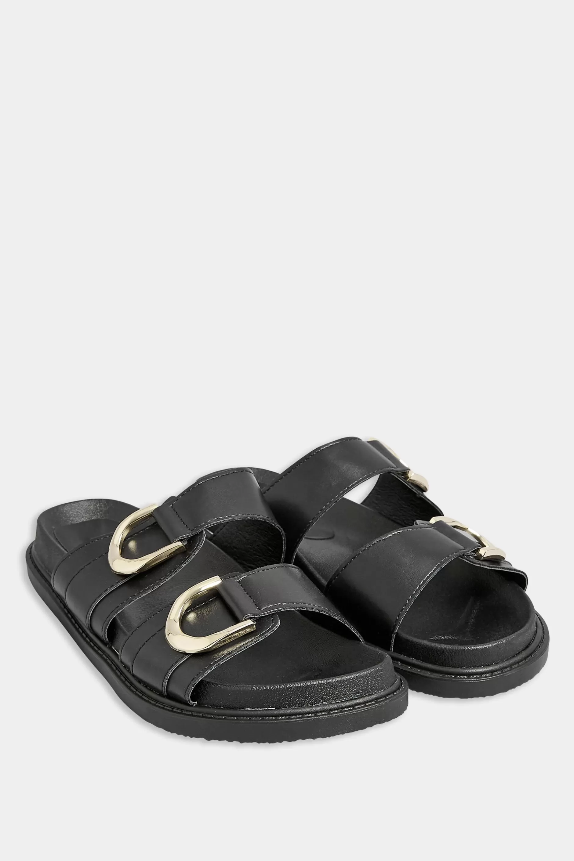 Women M&Co Sandals>Pixiegirl Pixiegirl Black Buckle Strap Sandals In Standard D Fit