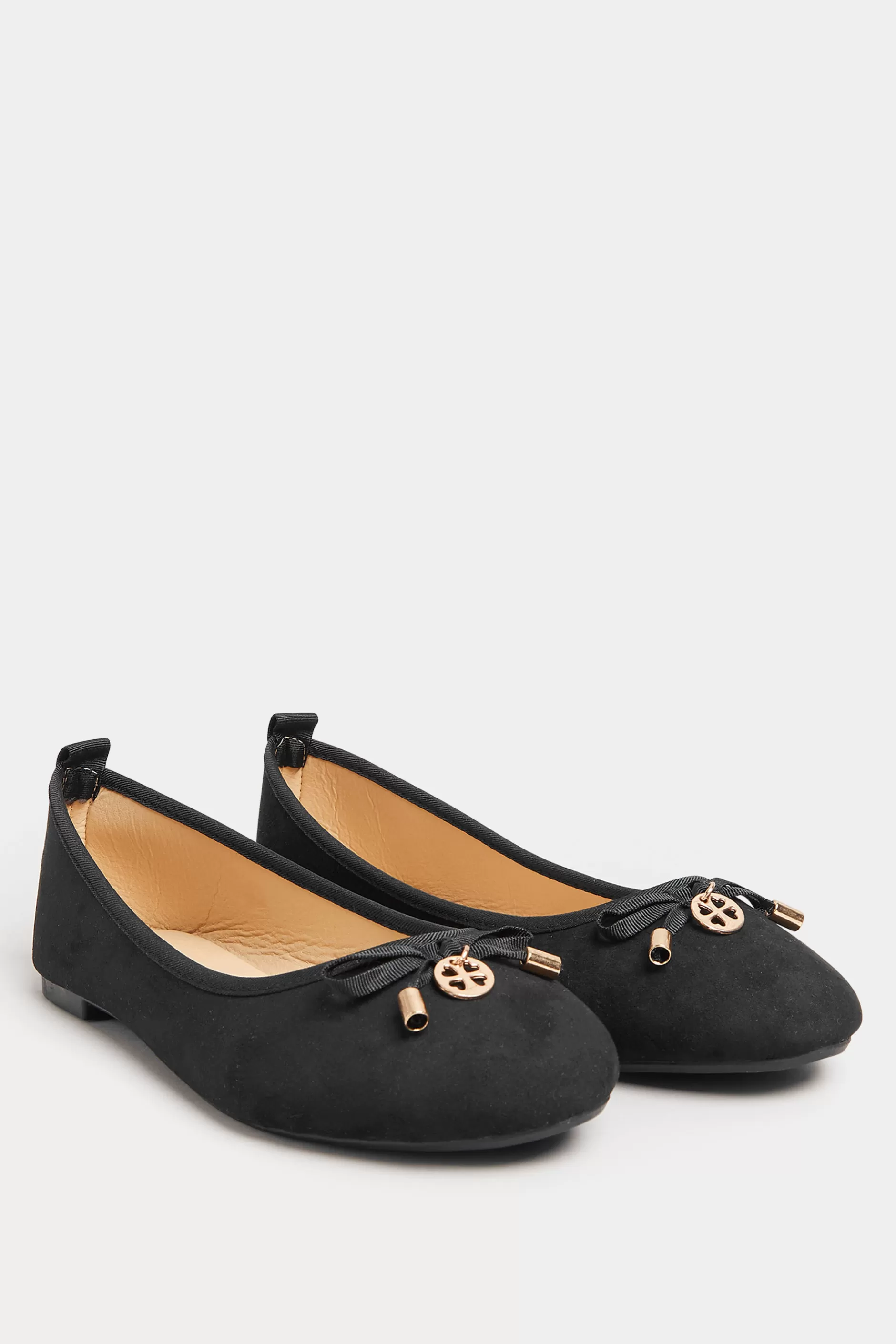 Women M&Co Flat Shoes>Pixiegirl Pixiegirl Black Faux Suede Bow Charm Ballet Pumps In Standard Fit