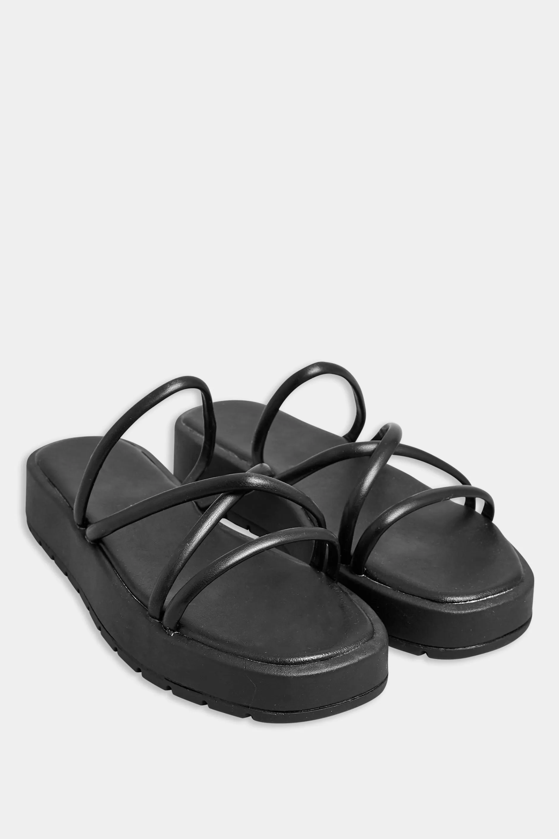 Women M&Co Sandals>Pixiegirl Pixiegirl Black Strappy Flatform Sandals In Standard Fit