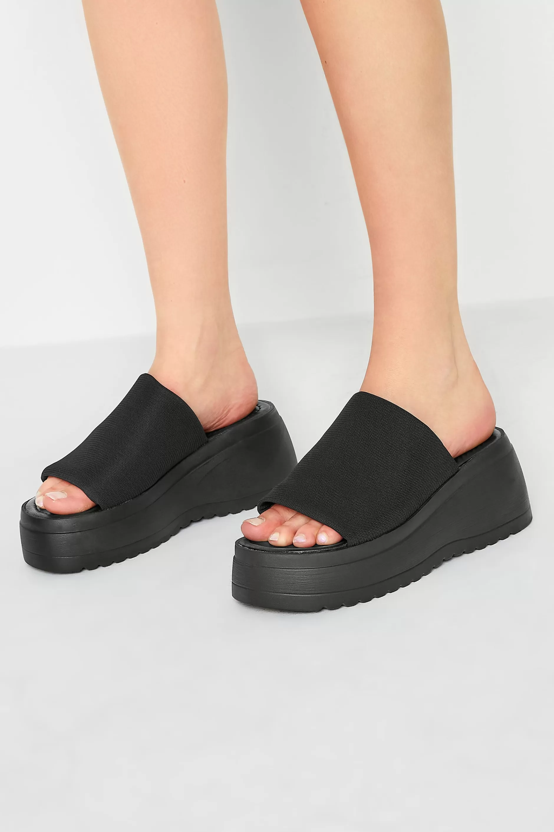 Women M&Co Flat Shoes>Pixiegirl Pixiegirl Black Wedge Platform Mule Sandals In Standard Fit