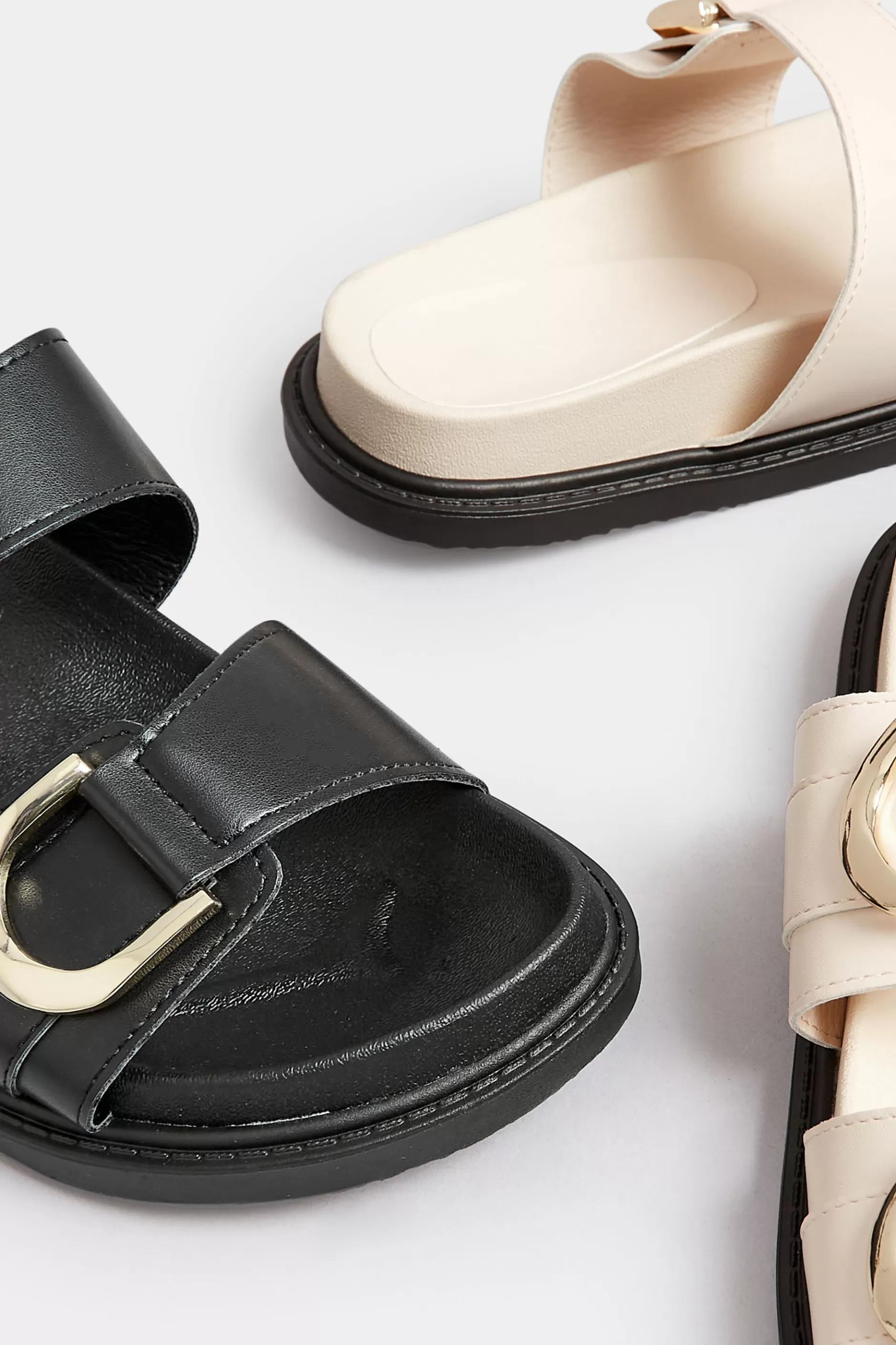 Women M&Co Sandals>Pixiegirl Pixiegirl Cream Buckle Strap Sandals In Standard D Fit