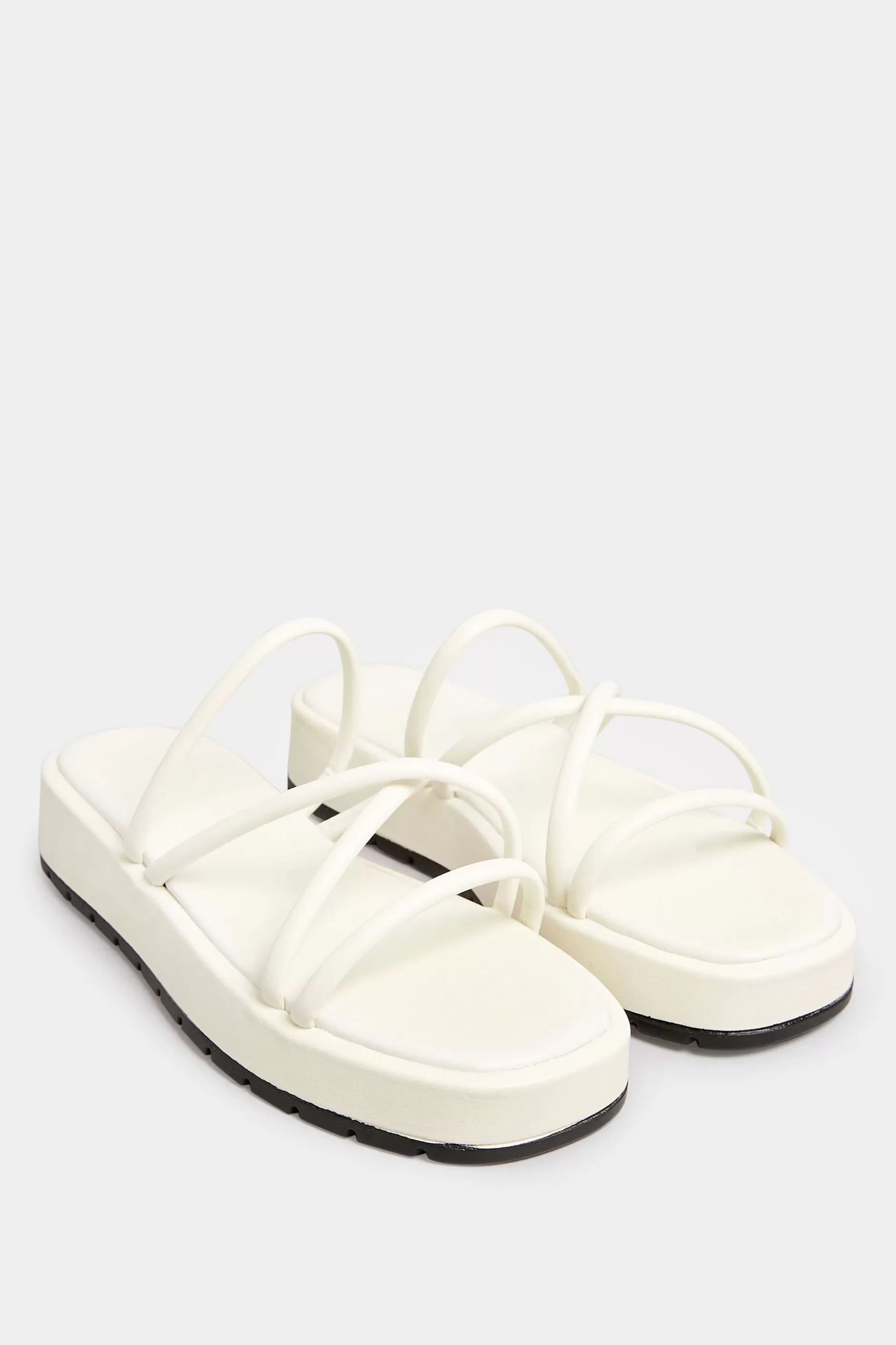 Women M&Co Sandals>Pixiegirl Pixiegirl Cream Strappy Flatform Sandals In Standard Fit